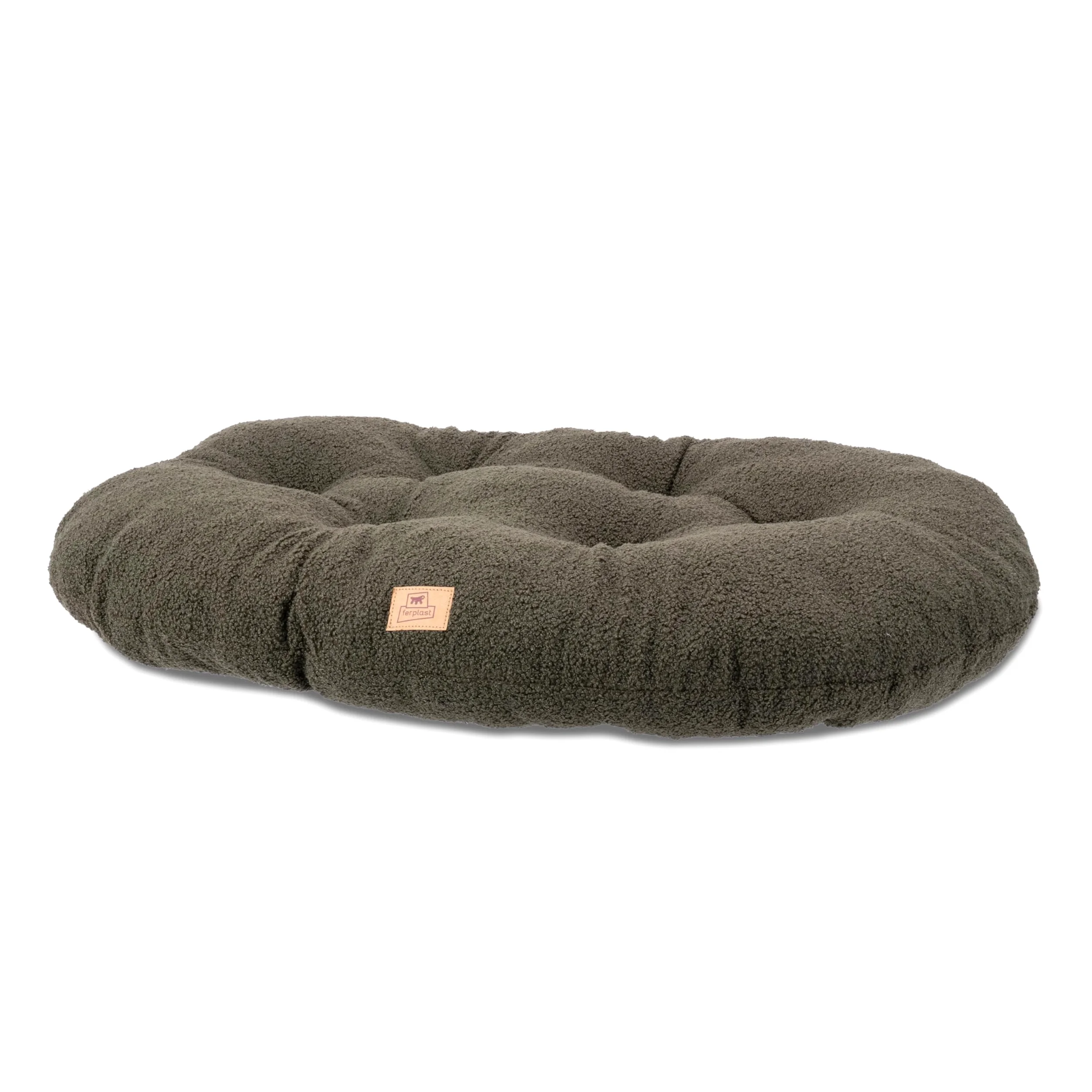 Ferplast Cuccia Cane Cuscino per Cani grandi, Cuccia Gatto, Tessuto Lavabile in Bouclé Sintetico, Imbottitura Soffice, 85 x 55 x h 5 cm. Verde