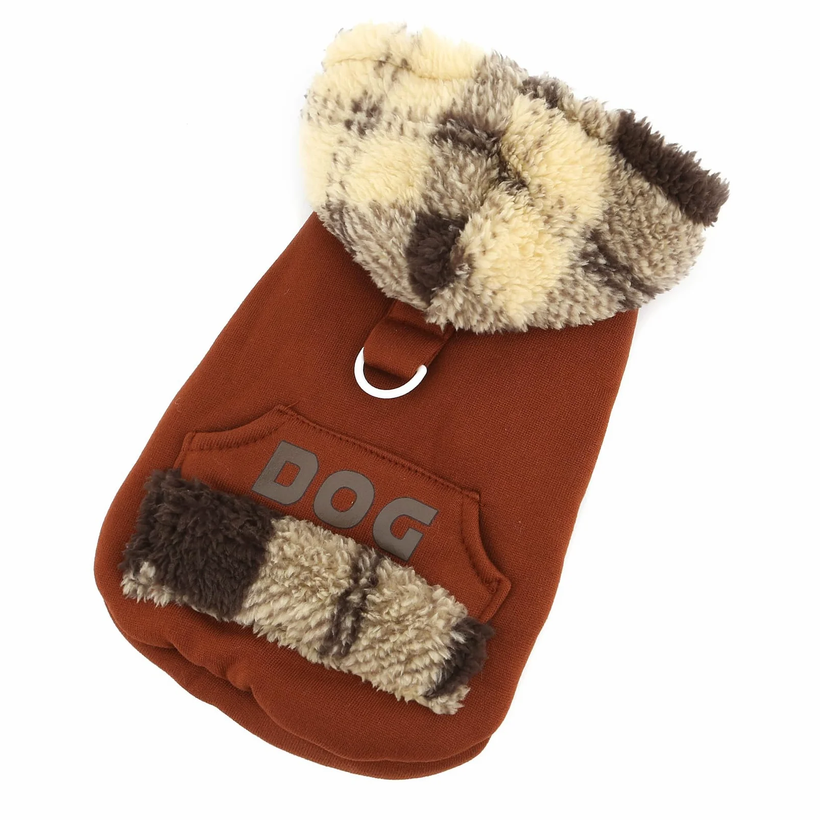 XHYRHTS Maglione in Pile per Cani con Cappuccio Scozzese Fuzzy per Razze XSmall Piccole, Caldo Pullover Senza Maniche con Anello a D e Tasca, Completo Invernale con Cappuccio per Cuccioli Gattini