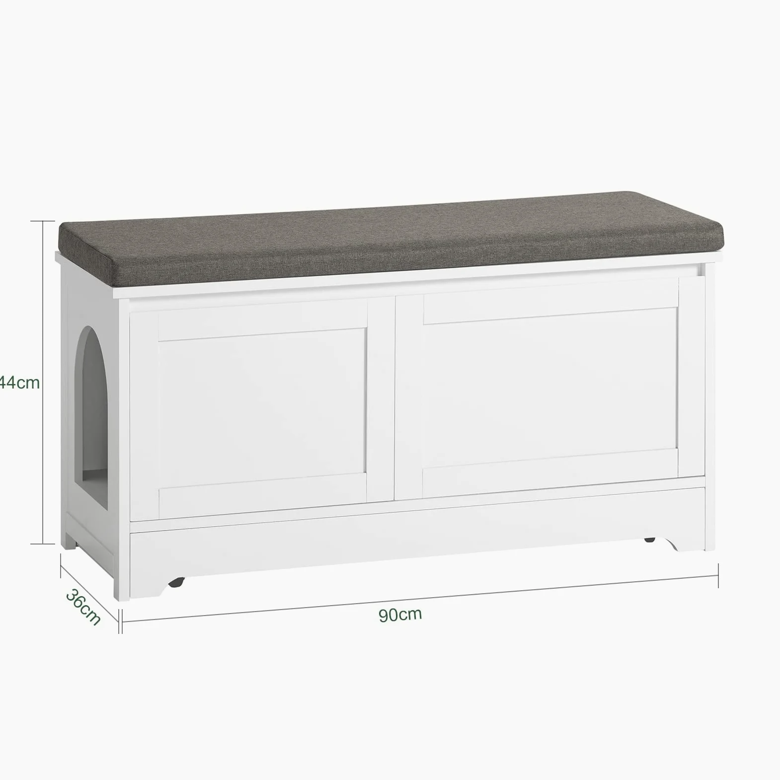 SoBuy Cuccia per gatti con ciotola per gatti in acciaio Inossidabile Panca con seduta Casetta per gatti Bianco 90x36x44cm FSR136-W