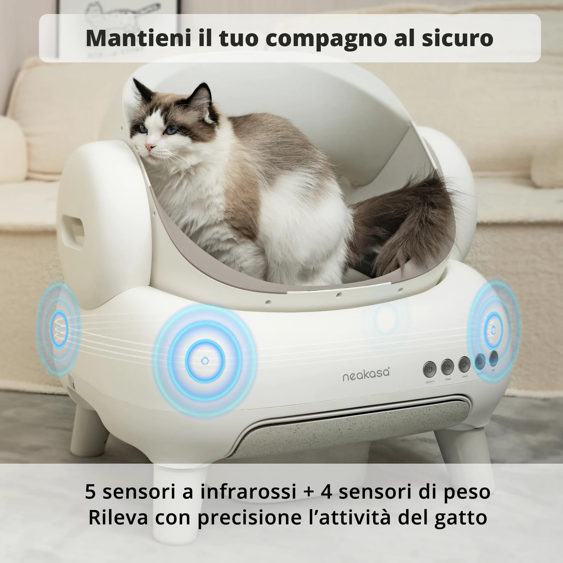 Neakasa M1 Lite Lettiera automatica per gatti aperta, autolavante con grande capacità e controllo App, design antiodore per più gatti, ideale per viaggi