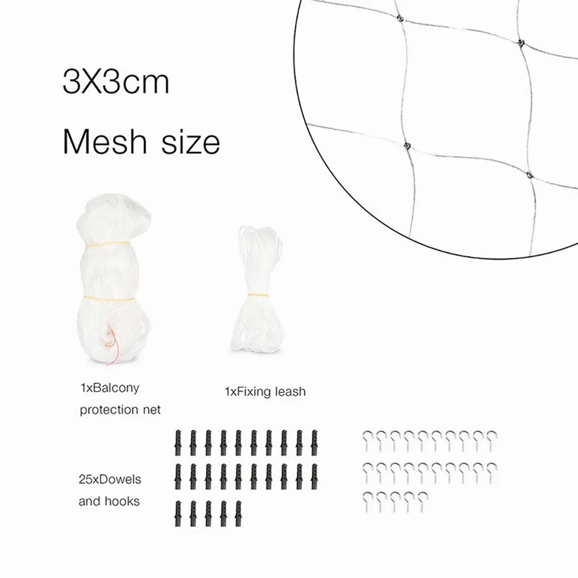 Sarini Protezioni Reti per Gatti 6 X 3 M Protezioni in Filo di Nylon di plastica Reti anticaduta di Sicurezza per Gatti?; Animali Domestici per Proteggere Le finestre del Balcone