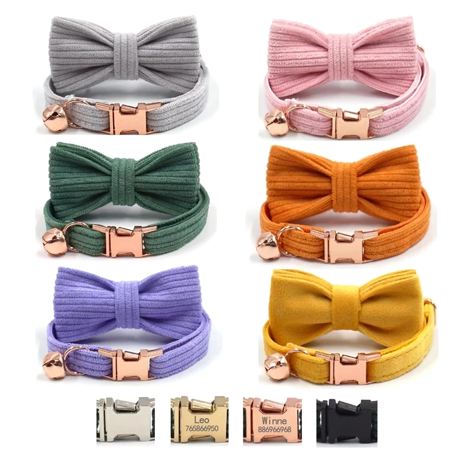 Collare for cani, papillon for animali domestici, collare for cani in velluto con incisione gratuita, targhetta identificativa personalizzata, collari for gattini, collana a campana, cucciolo, chihuah