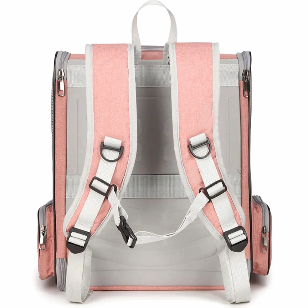 Trasportino Zaino per Cani Gatti 7.5kg - Borsa a Rete da Trasporto per Viaggio Compagnia Aerea Approvata, Pieghevole Traspirante Stabile e Spazioso con Cuscino in Peluche per Animali Domestici (Rosa)