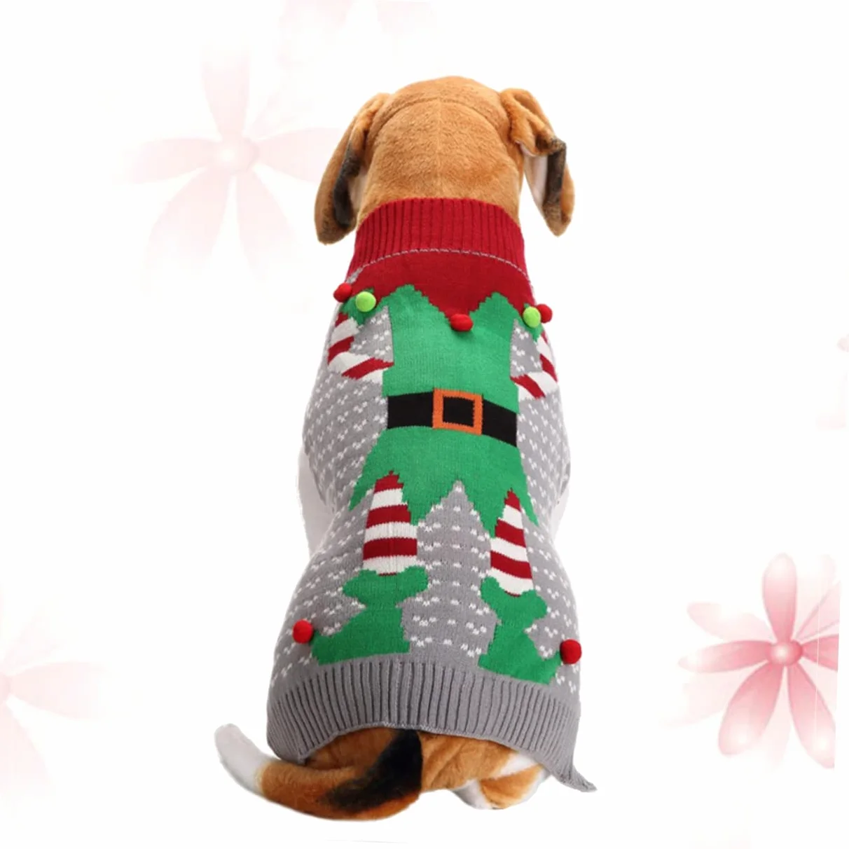 BESPORTBLE 3pezzi Costume Natalizio per Cani Maglione Grigio Clown per Animali di Piccole e Grandi Abbigliamento Festivo per Cuccioli Maglione Pelliccia Morbida per Natale