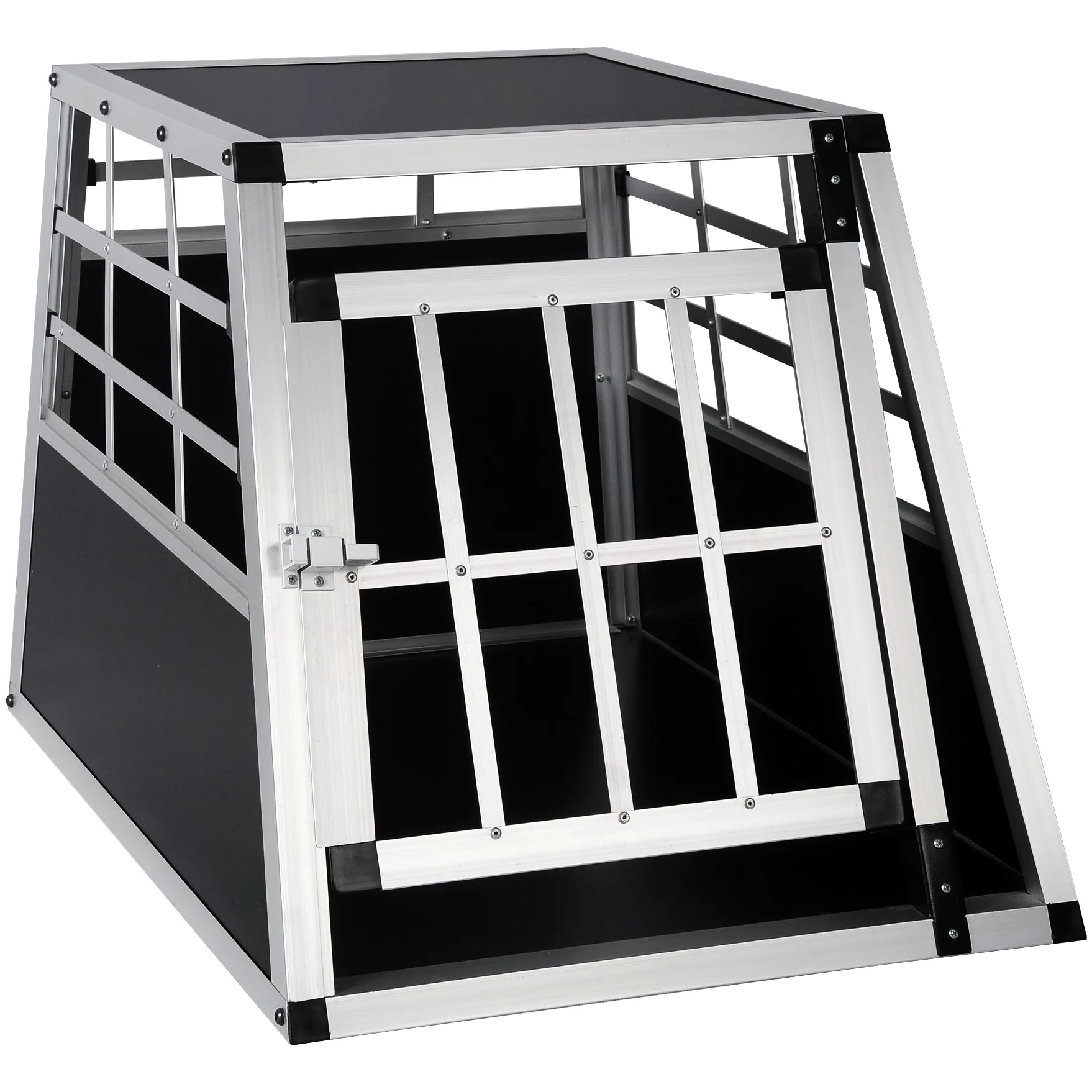 EUGAD Trasportino per Animali, Cuccia per Cane da Esterno, Box da Cani Auto, in Alluminio Trapezoidale, Nero