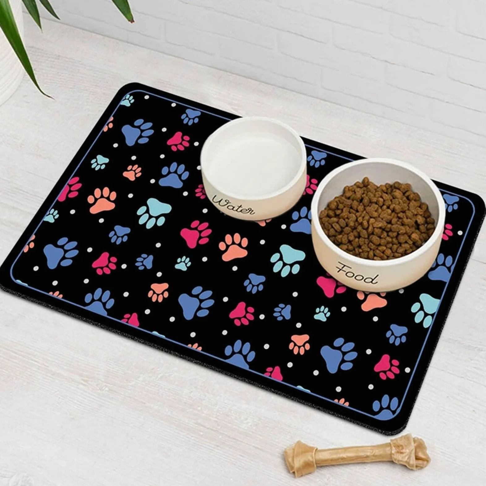Tappetino Sotto Ciotola Cane Grande, Tappetini Sottociotola per Cane/Cani/Gatto Cibo Assorbente Asciugatura Rapida (Colorato C,80x120cm)