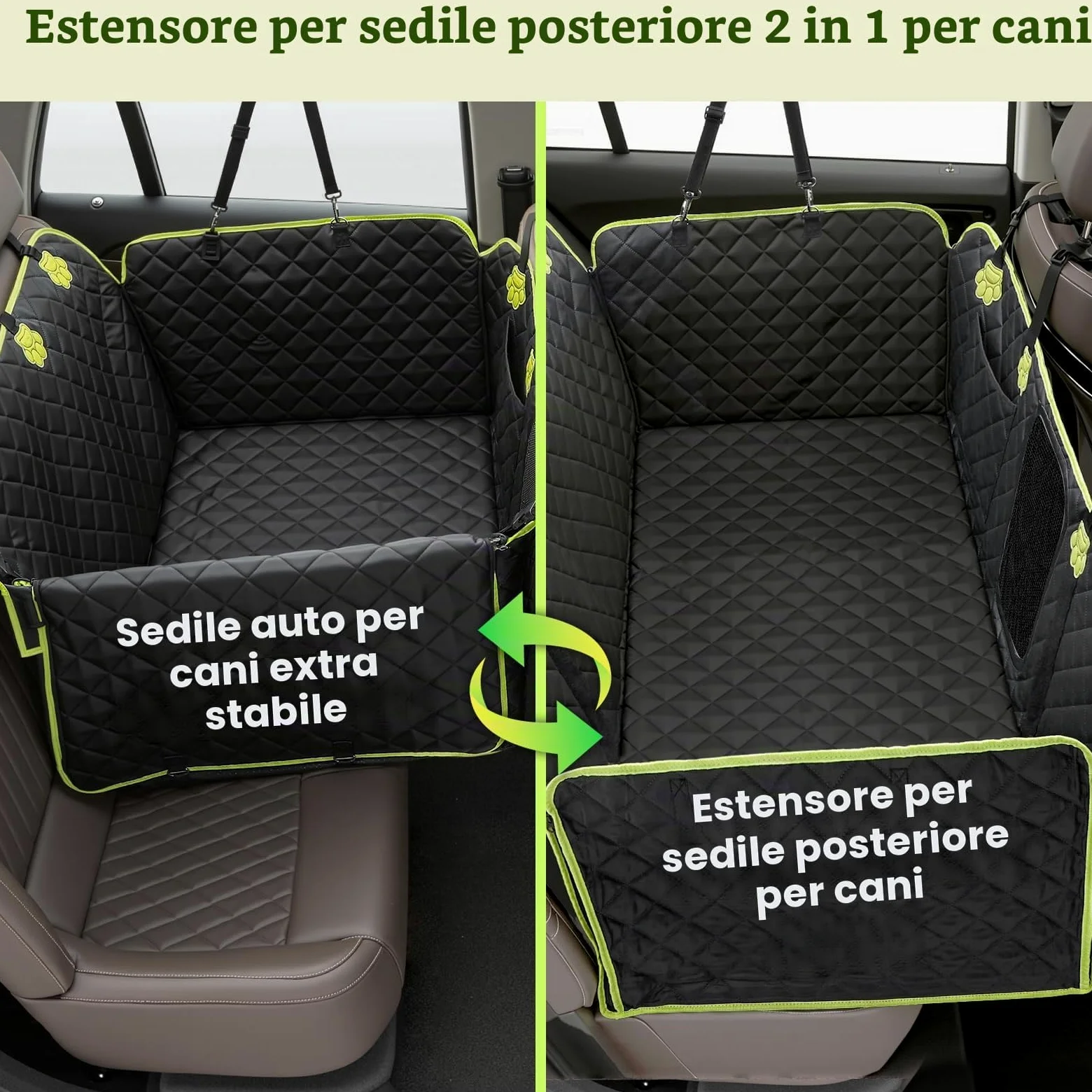 Pecute Coprisedile Auto per Cani 2 in 1, Impermeabile e Anti-Graffio con Base Rinforzata 150kg, per Viaggi e Usi Quotidiani