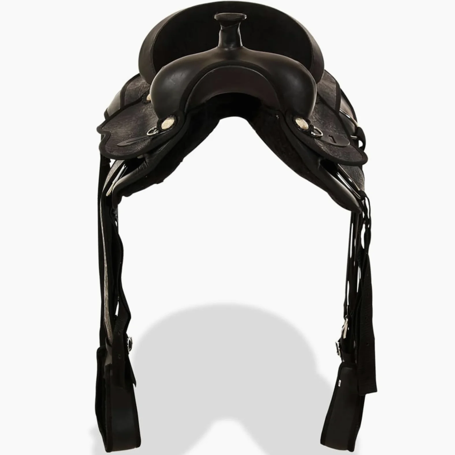 Homgoday Sella Western - Sella in vera pelle, 40,6 cm, colore: Nero