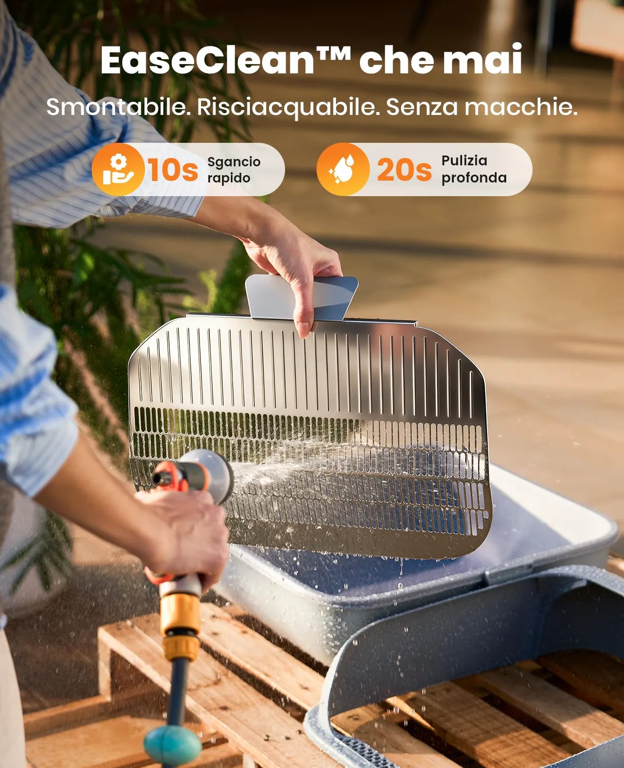 oneisall Lettiera Gatto Autopulentecon sistema EaseClean™, Lettiera Autopulente per Gatti XXL per gatti grandi, griglia in acciaio inox, modalità automatica e manuale, incl. Tappetino e 40 Sacchetti