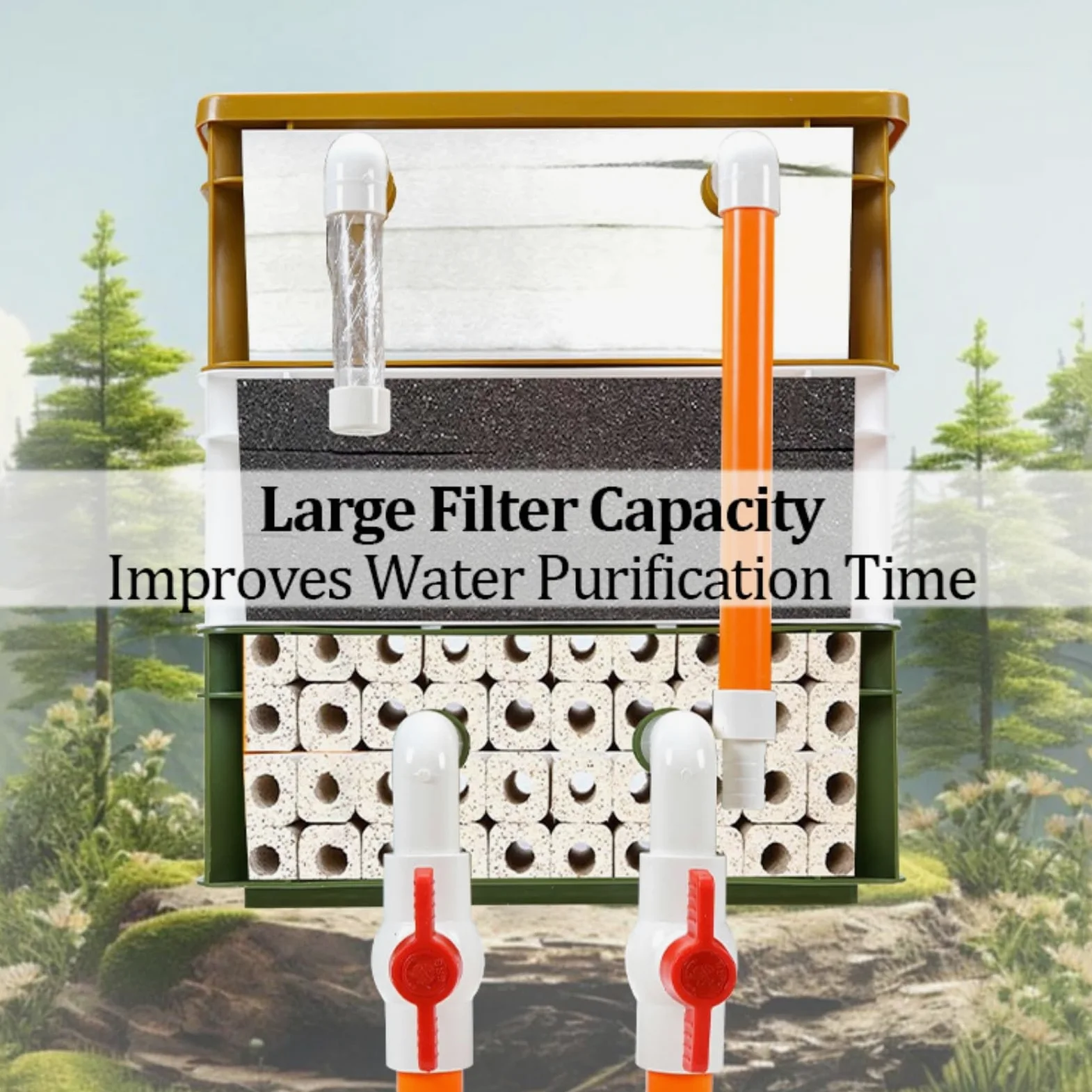 Filtro per acquario a 3 strati con flusso regolabile, sistema di filtraggio ad alto fatturato per stagni Koi e acquari
