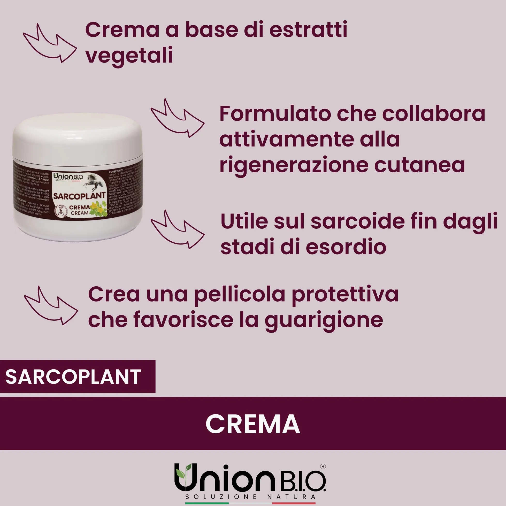 UNION B.I.O. SOLUZIONE NATURA SARCOPLANT Crema Protettiva per Sarcoidi Equini 50ml