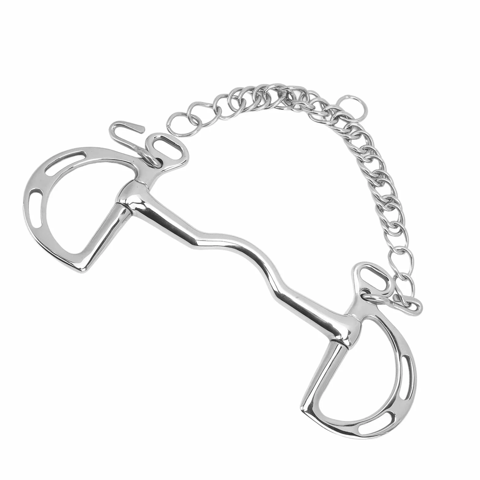 BestAlice Filetto per Cavallo, Morso per Cavallo in Acciaio Inossidabile Filetto per Cavallo da Masticare, Anello a D Filetto per Cavallo in Acciaio Inossidabile Filetto per Bocca di Cavallo con Caten