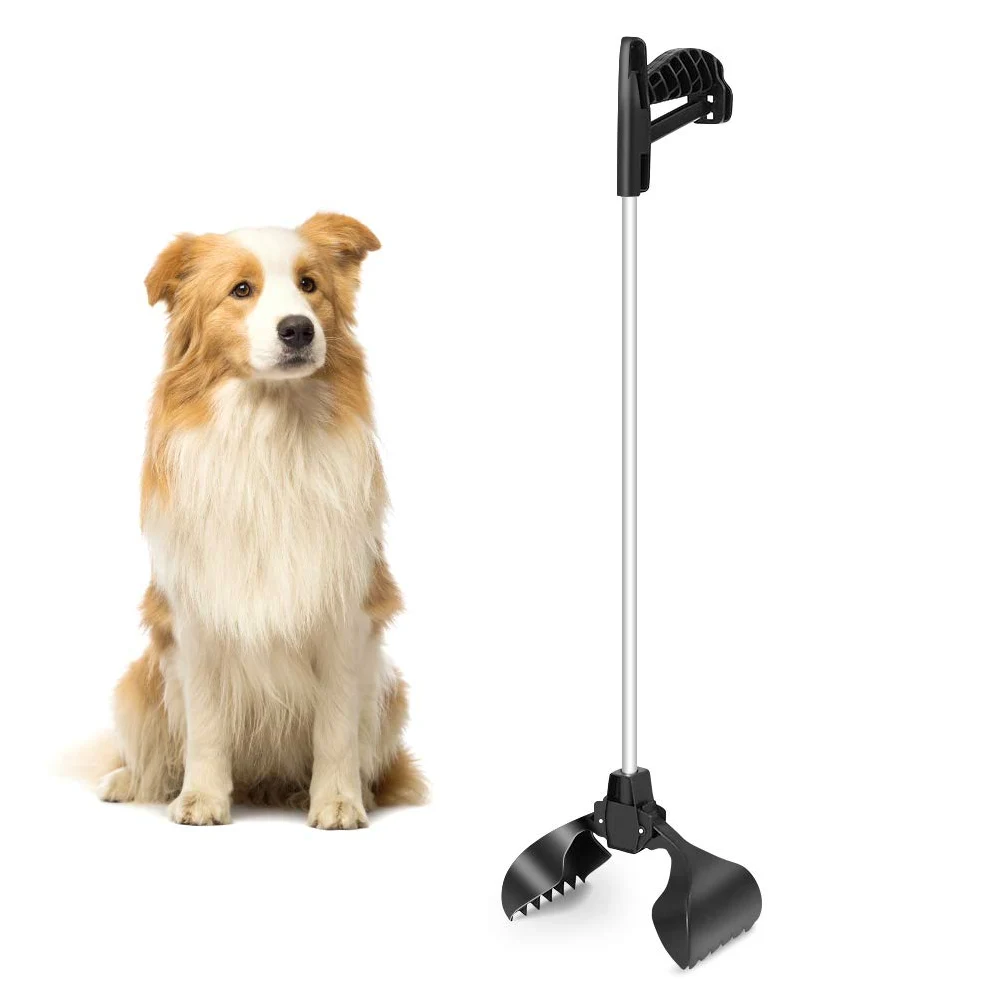 Greensen Pala portatile per escrementi di cani con manico lungo e molla ad alta pressione per escrementi di cani e gatti, con design ergonomico professionale