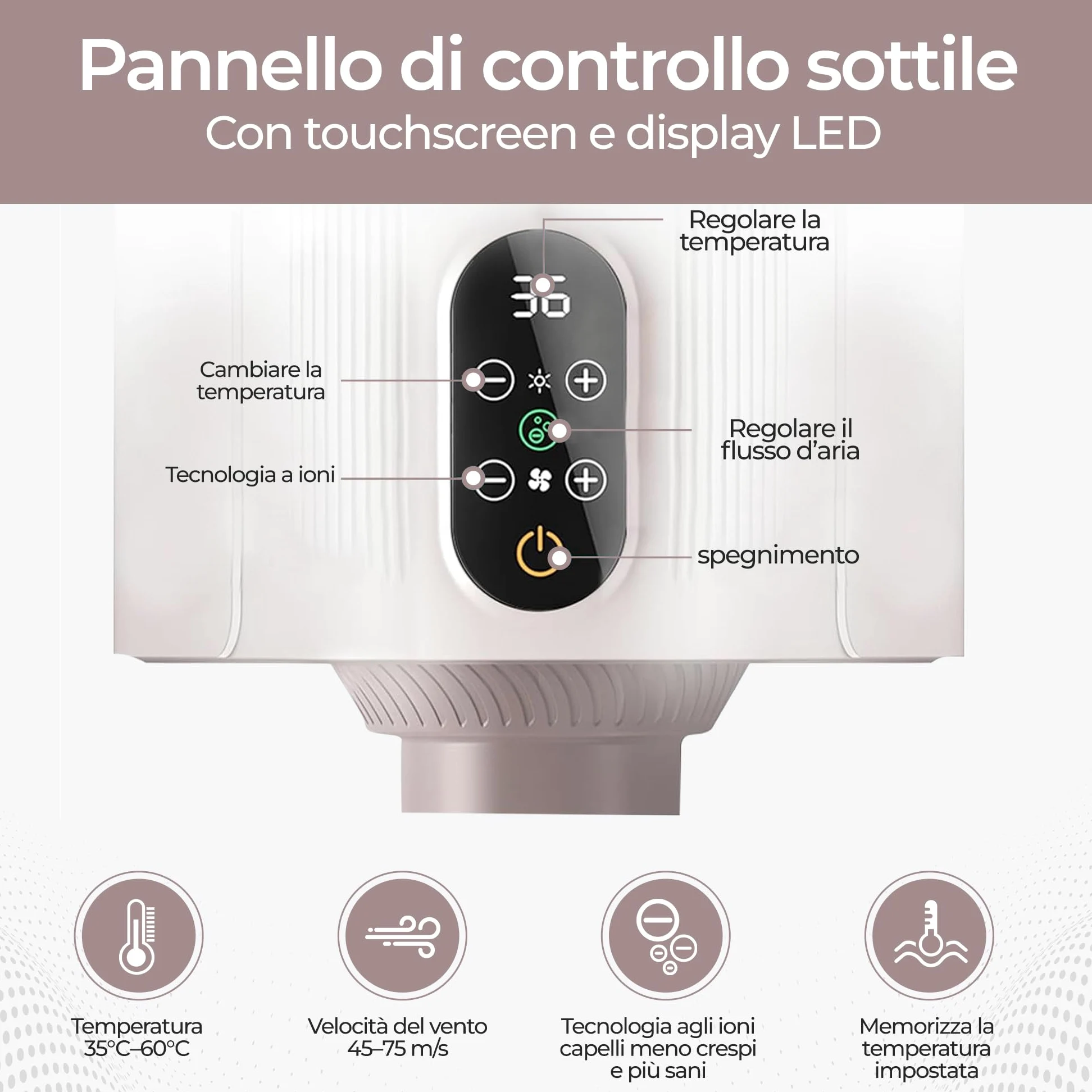 Olvy Asciugacapelli per Cani, Phon per Animali Domestici con Schermo LED Touch, velocità del Vento Regolabile, 4 Ugelli, Soffiatore Professionale per Toelettatura Cani
