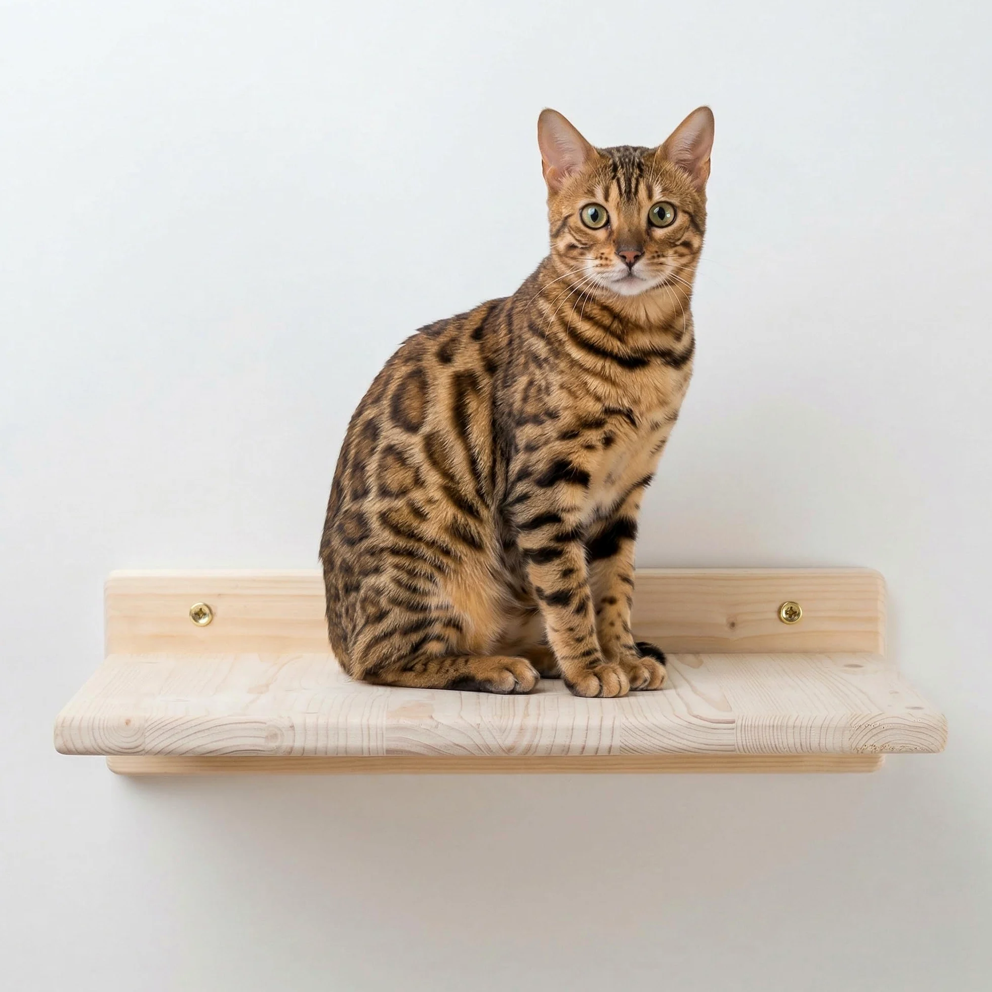 Mensole per Gatti da Parete in Legno d'Abete PEFC Artigianali, Mensola Gatto 40 cm, per Arrampicata e Percorso da Muro per Gatti con Resistenza Fino a 20 kg – Percorsipergatti