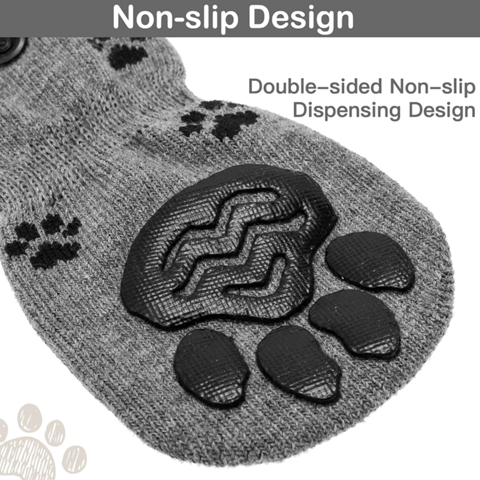 Calzini Antiscivolo per Cani Pavimenti in Legno Scarpe Evitare Che Le Protezioni Zampe degli Animali Domestici Si Lecchino E Scivolino,Grigio,L