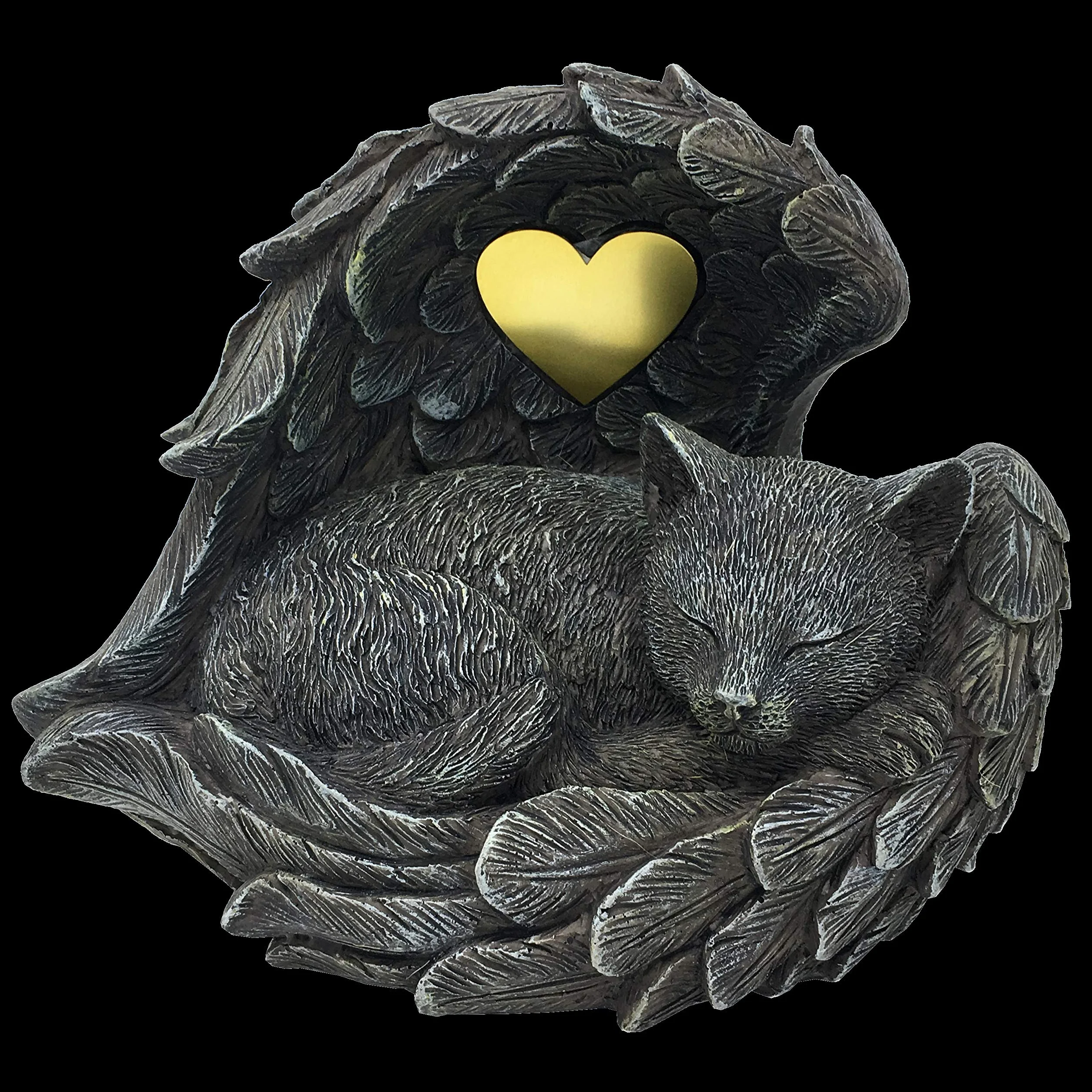 MystiCalls Urna di gatto grigio come figura di angelo nell'ala, urna di animali