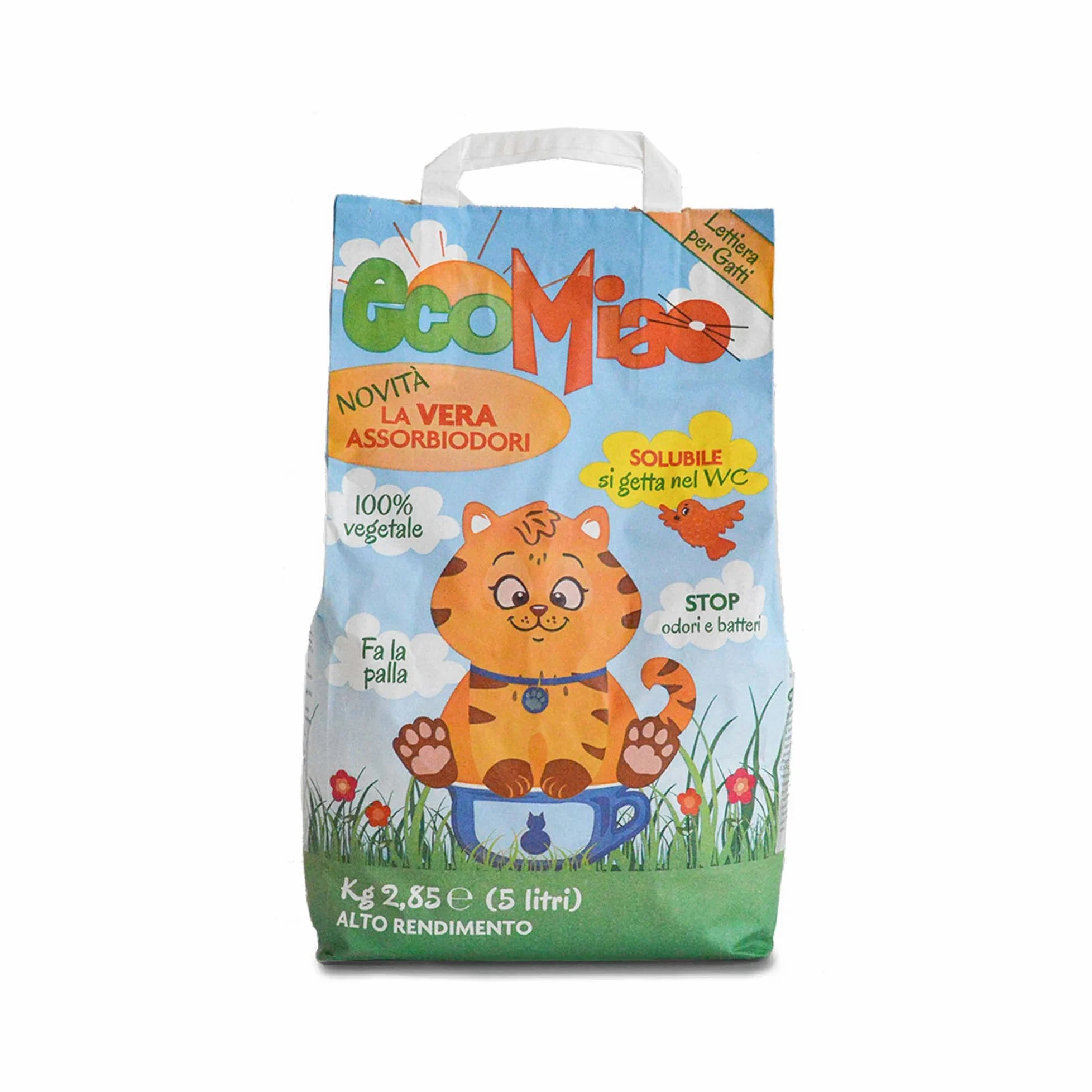 Lettiera gatti biodegradabile agglomerante | Sabbia 100% vegetale | elimina completamente il cattivo odore | Solubile si getta nel WC | Multipack (Classica, 5 X 5L)