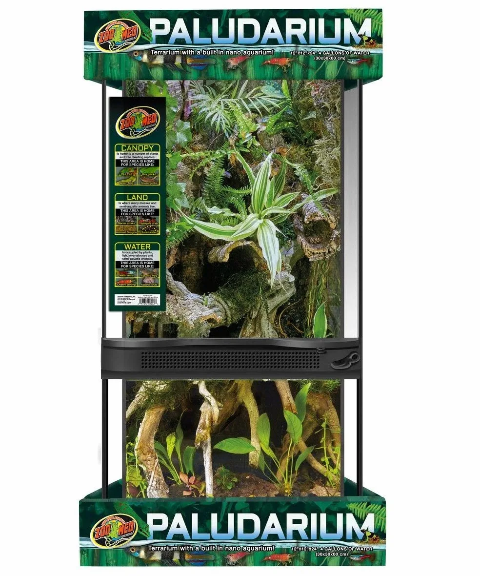 Zoo Med Paludarium - Paludario in vetro e metallo per la creazione di ambienti naturali per animali esotici, anfibi, rettili, dimensione 30x30x60 cm