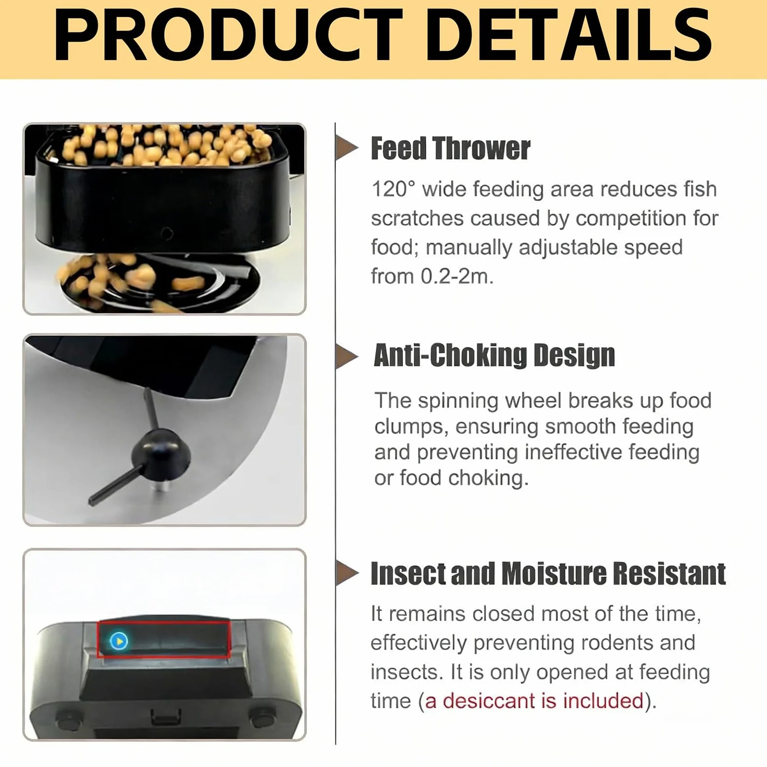 Distributore Automatico Intelligente Di Mangime Per Pesci Da Laghetto Con Capacità Di 4/10 Litri E Display Lcd, Ricarica Tramite Pannello Solare Per Alimentazione Programmata In Laghetti(Black,4L)