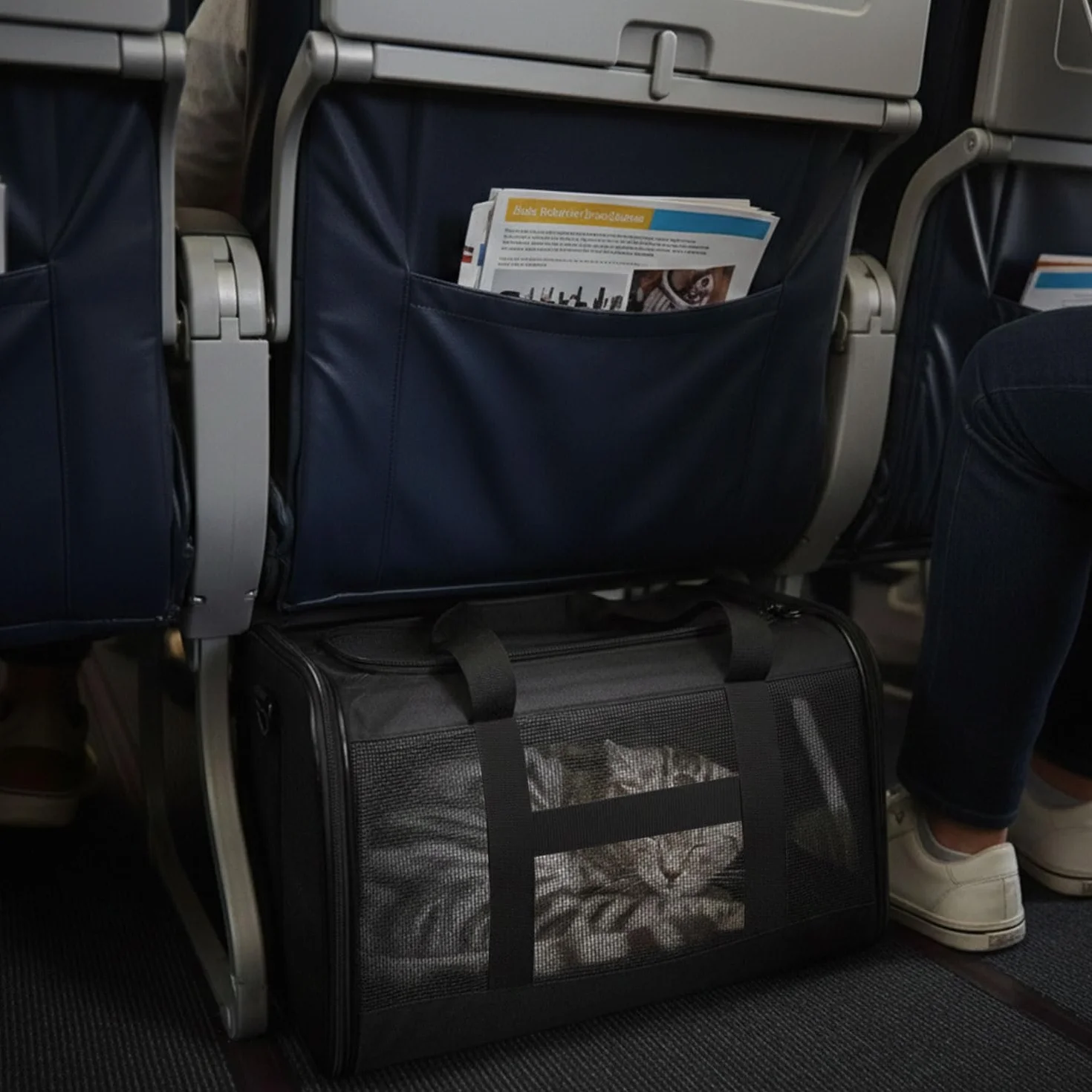 Conlun Trasportino per gatti approvato, Trasportino morbido con guinzaglio interno, Per gatti e cuccioli fino a 7 kg, Borsa da viaggio pieghevole -Nero,M