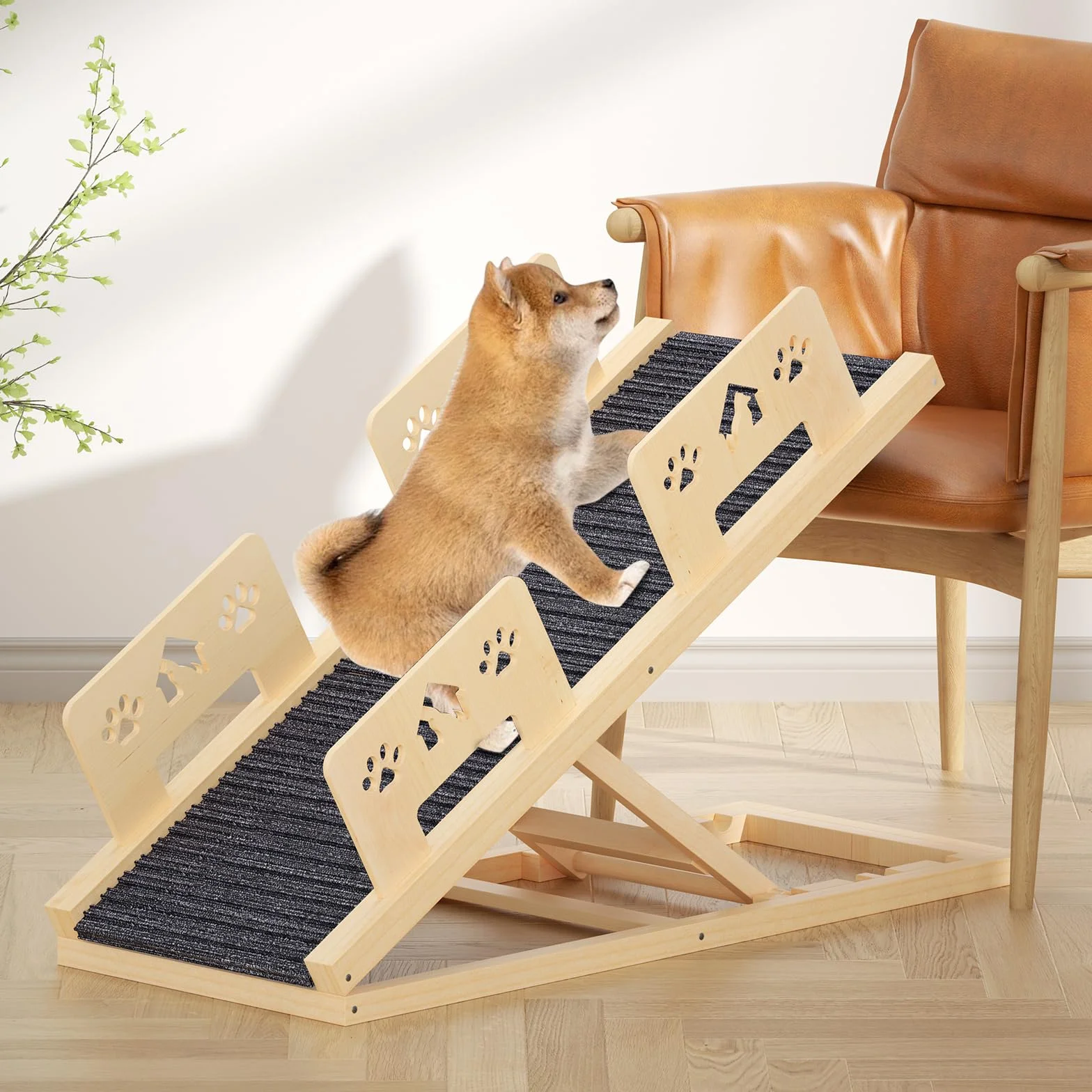 Rampa per cani da 100 cm, 4 livelli di altezza regolabile da 35 cm a 58 cm, rampa per cani in legno, pieghevole, per cani di taglia grande