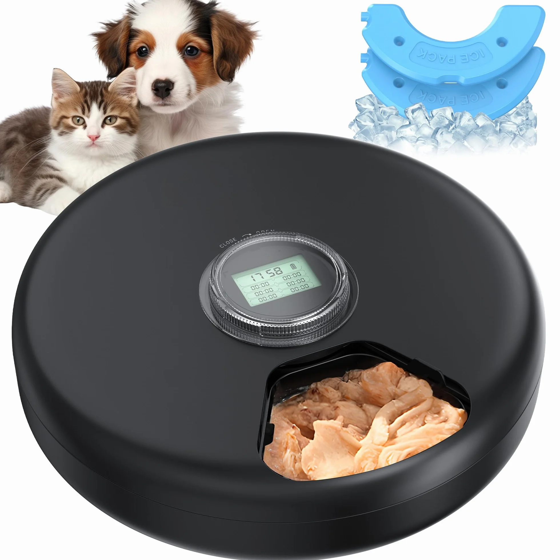 Distributore Automatico Cibo Gatti Umido: Dispenser Crocchette Gatto - Dosatore Crocchette per Gatti senza Fili - Dispenser Cibo Gatto 3AA Batteria - Distributore per Cani Timer - Refrigerazione