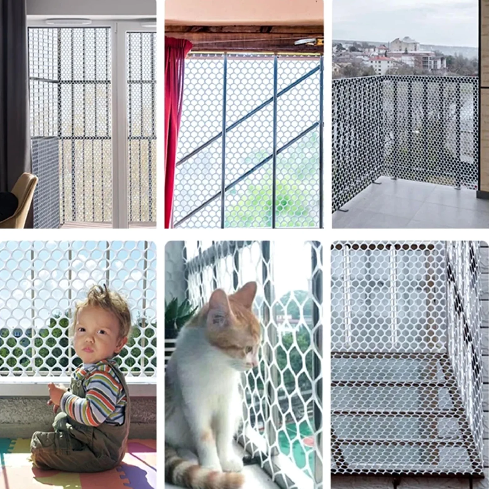 Rete di sicurezza per gatti da balcone, 1 m, rete anti-caduta per giardino, finestra e irs, rete di protezione per bambini, spessore 5 mm, 1 x 4 m, bianca e sicura