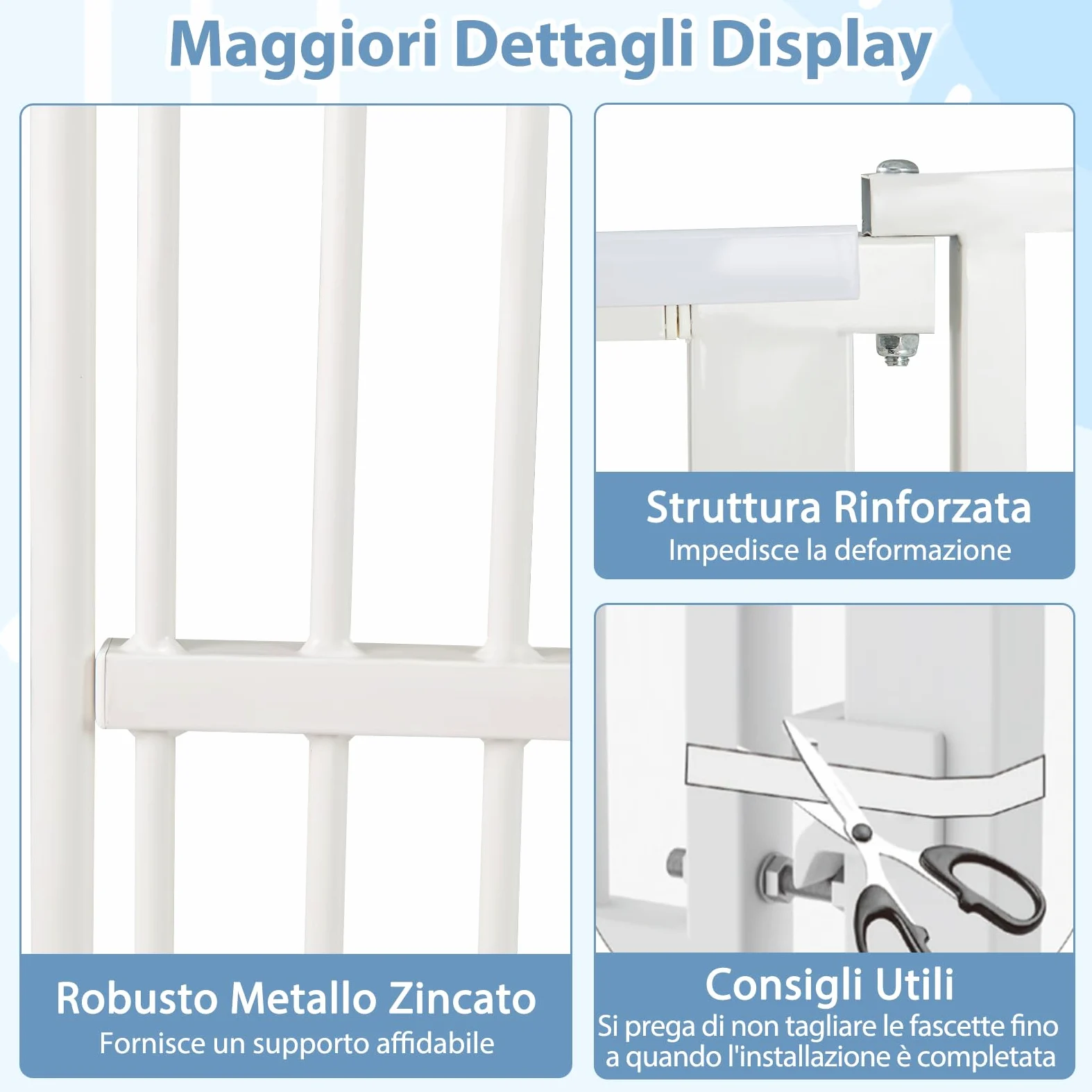 COSTWAY Porta per Animali Domestici Extra Alta, Cancello per Gatti in Metallo Pesante con Apertura da 77-104 cm, 2 Kit di Estensione, Porta Facilmente Percorribile (77-104 cm x 150 cm)