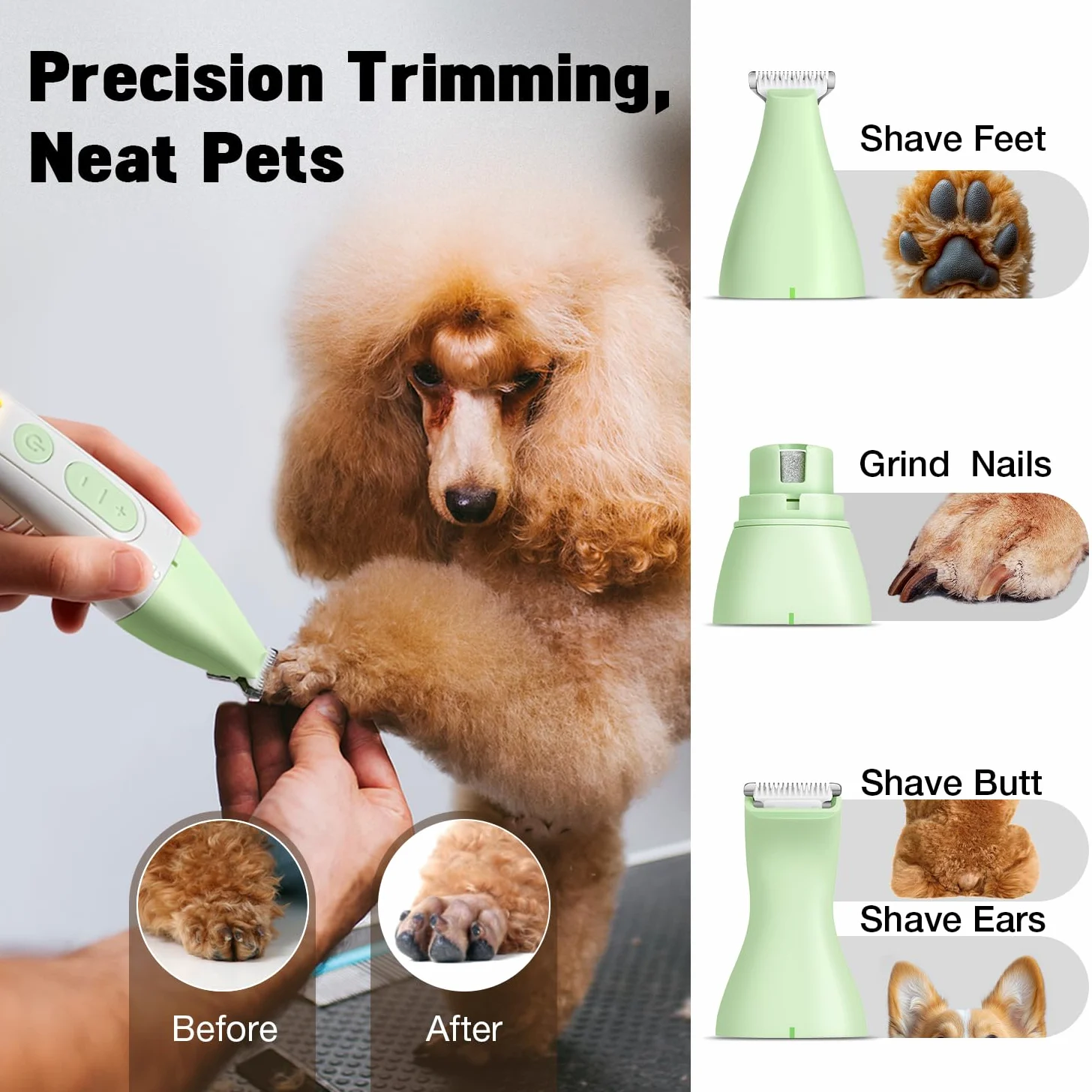 Tosatrice per Cani 4-in-1 Professionale per Cani con Pelo Folto, Ricaricabile e Silenziosa, con Custodia, Set di 1 spazzole per la cura del pelo
