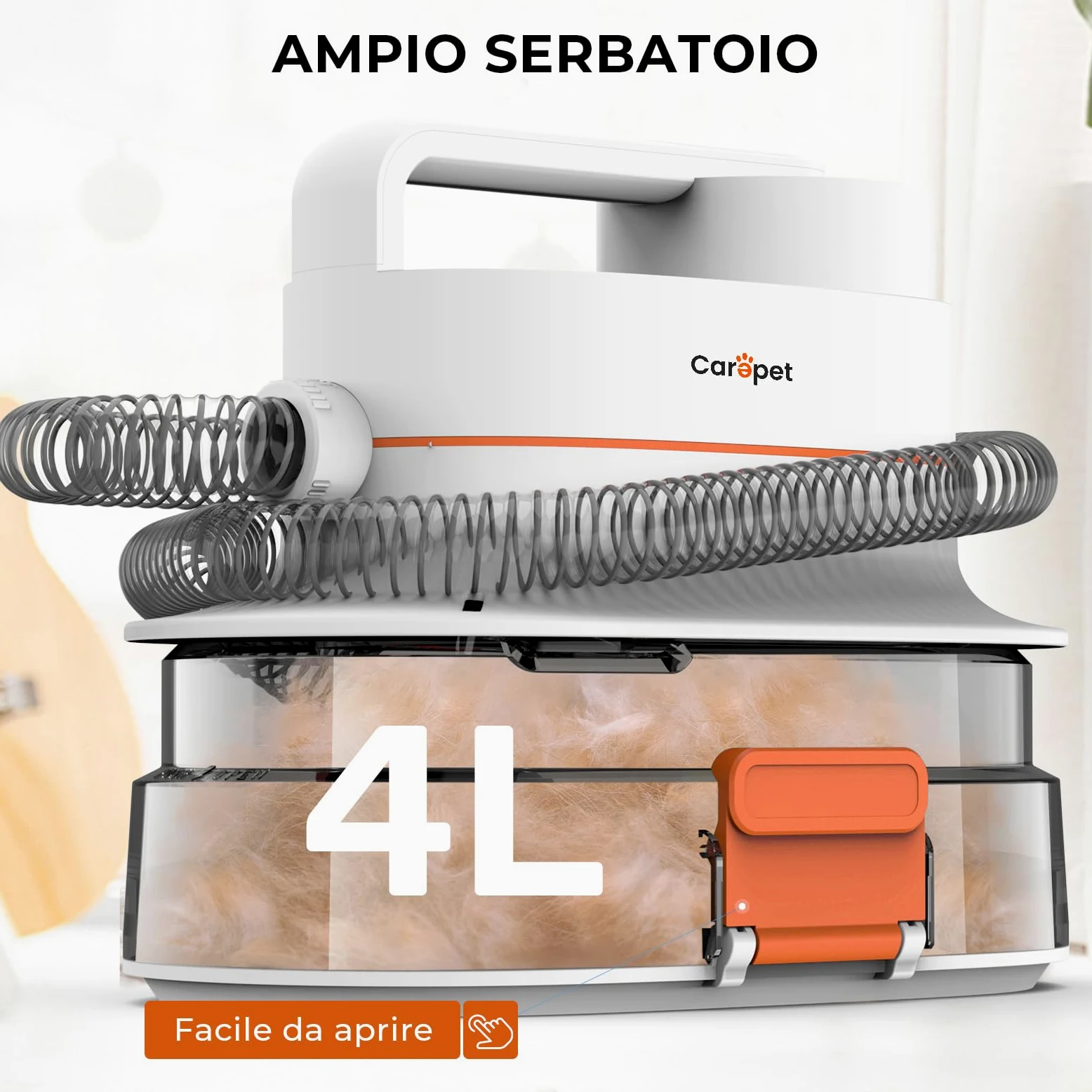 CAREPET Kit Toelettatura Asciugatura e Aspira peli Cane e gatto Per Animali Domestici - Tosatrice per Cani e Gatto Pelo Lungo Professionale - Strumenti per la toelettatura Depilazione Aspira peli