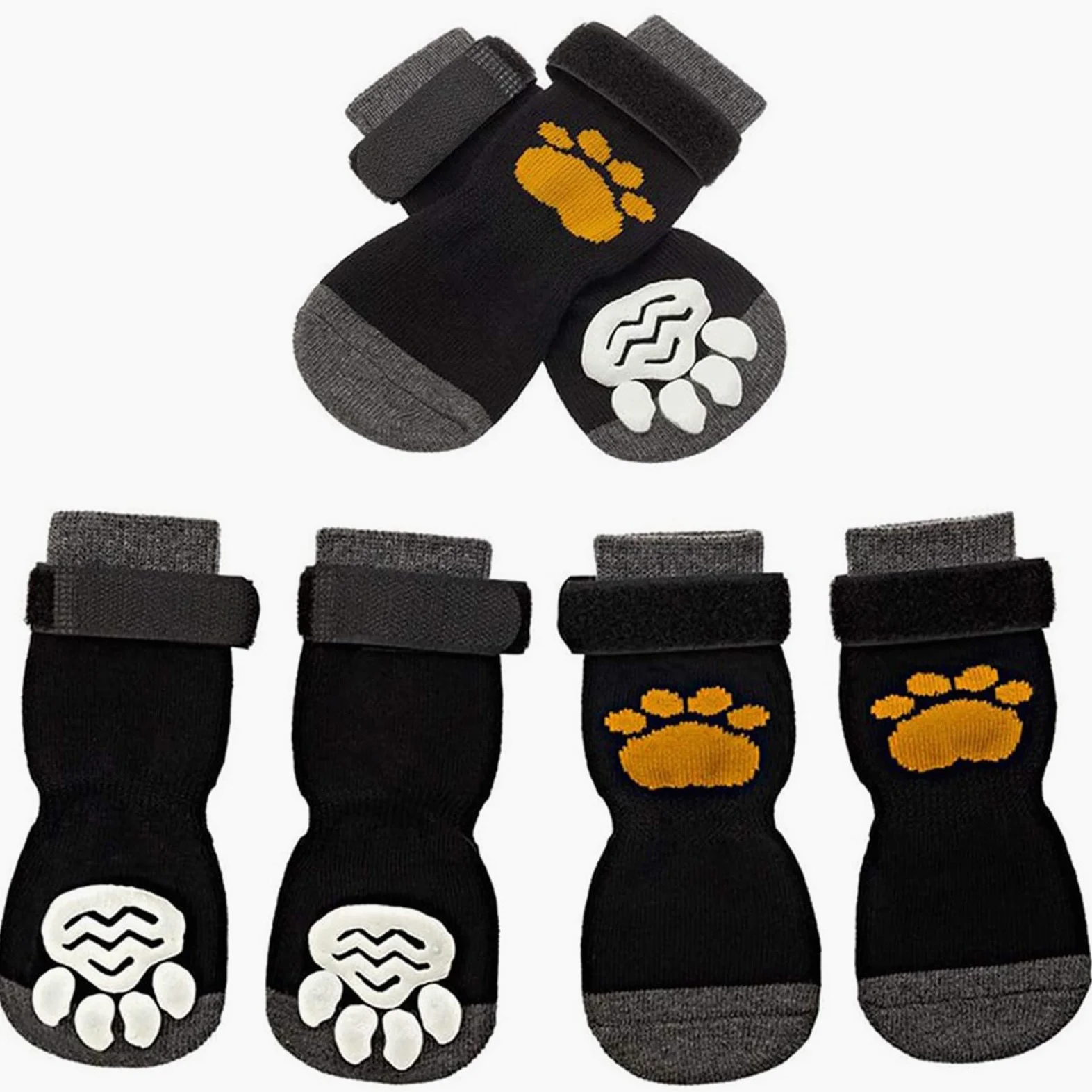 Calzini Antiscivolo per Cani con Cinghie Regolabili Protezioni per Zampe di Cane con Impugnature per Evitare Che Le Scarpe del Cane Lecchino O Scivolino,Nero,L