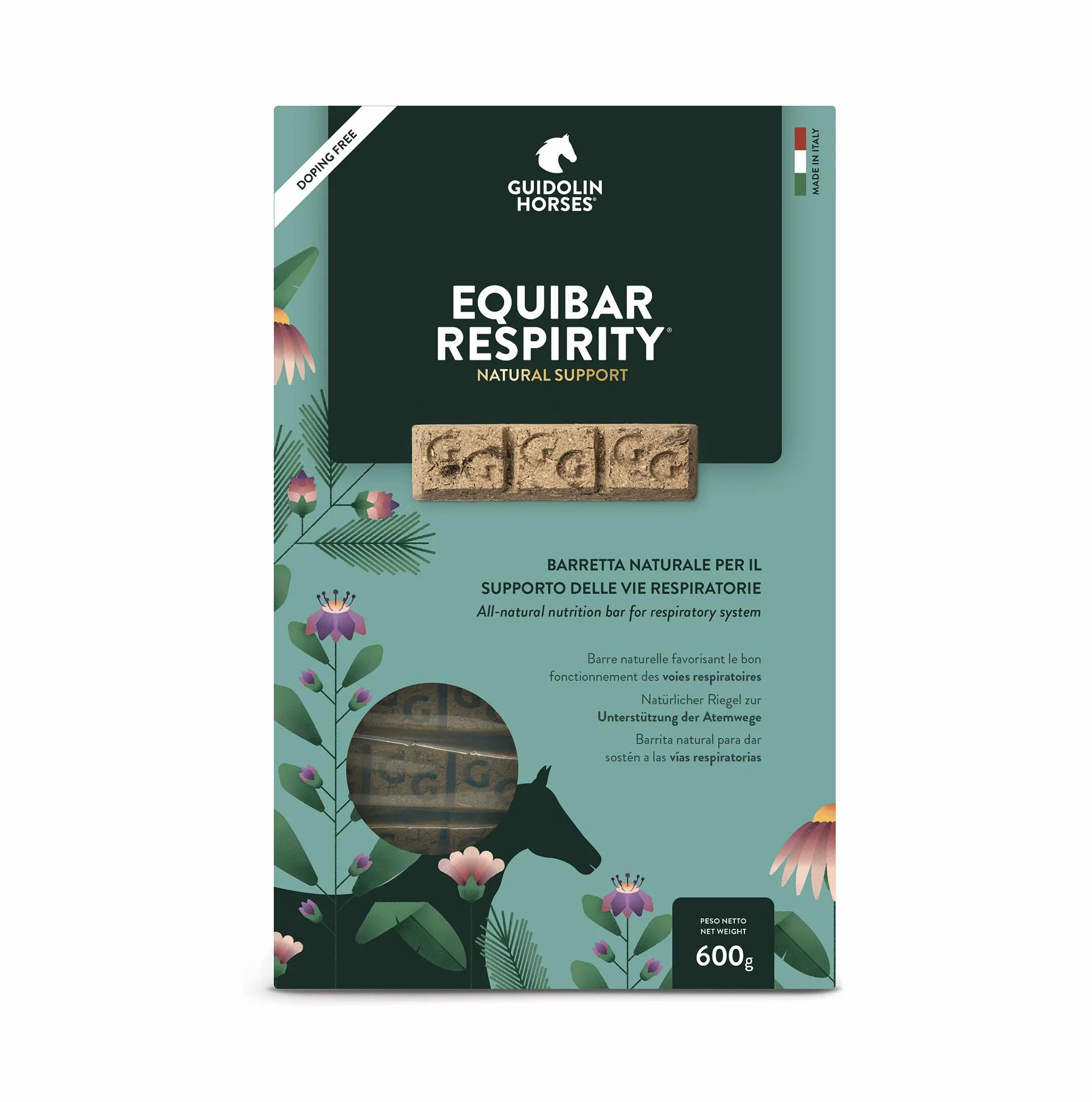 Guidolin Horses Equibar Respirity Barretta Funzionale per il Supporto dell'Apparato Respiratorio del Cavallo 100% Naturale Doping Free 600g per Cavalli