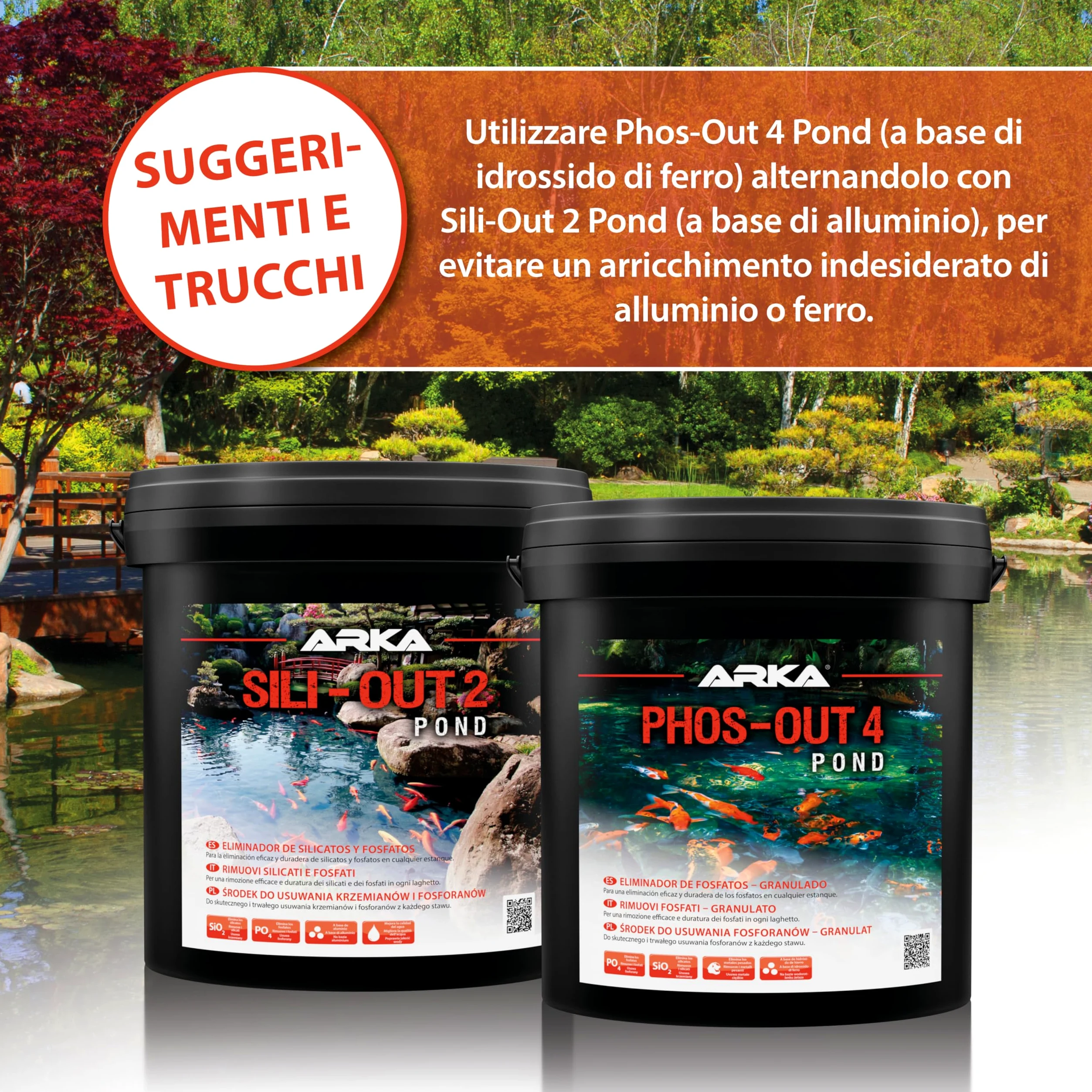 ARKA Pond Sili-Out 2-20 L - Potente assorbitore di silicati, rimuove efficacemente silicati, fosfati e altri inquinanti da qualsiasi laghetto da giardino, migliorando la qualità dell'acqua.