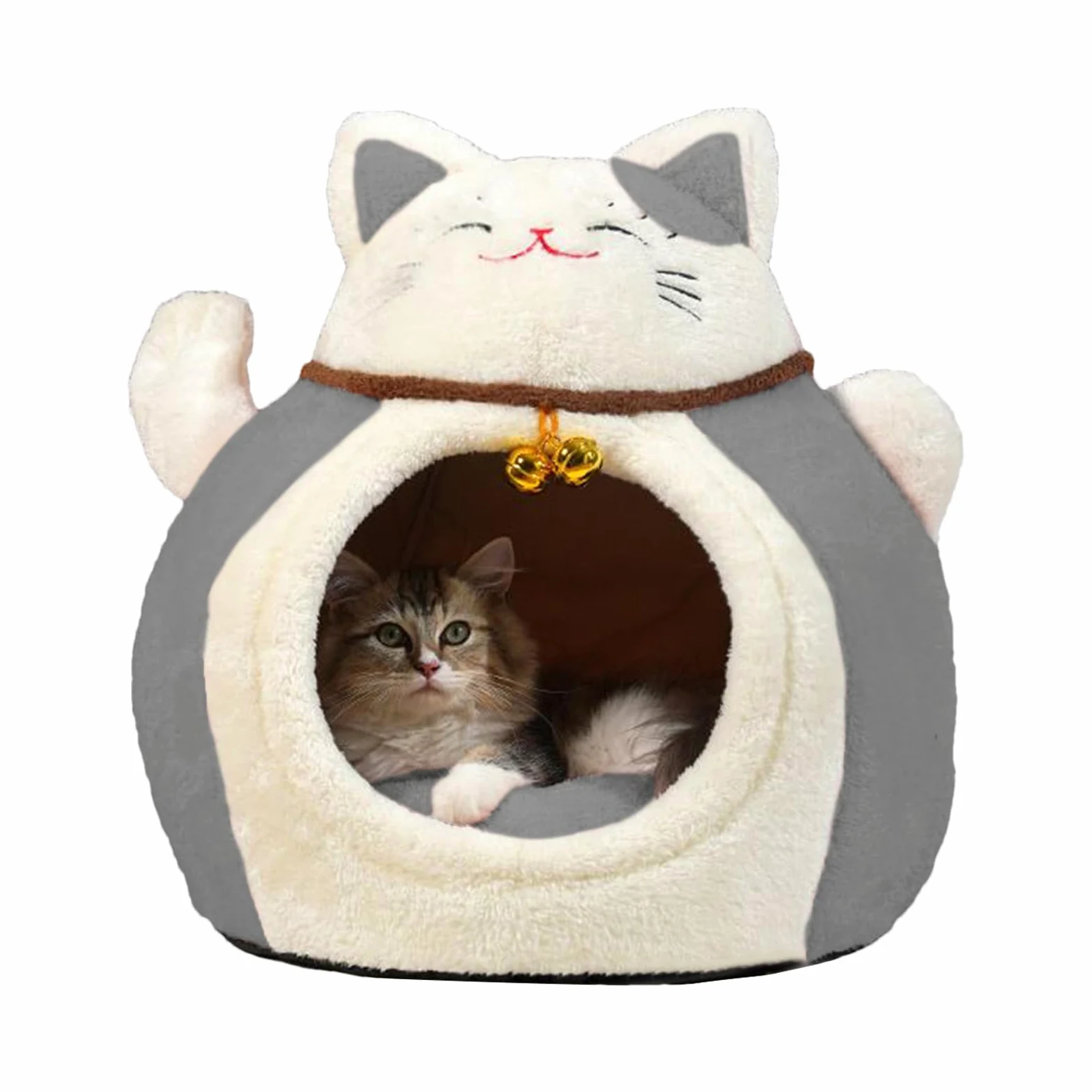 Letto Caverna Per Gatti Invernale | Casetta Semi-Chiusa per Piccoli Animali | Cuccia Calda per Piccoli Animali | Per Padroni Di Domestici Inverno Interno Casa Camera Da Letto Appartamento Peri