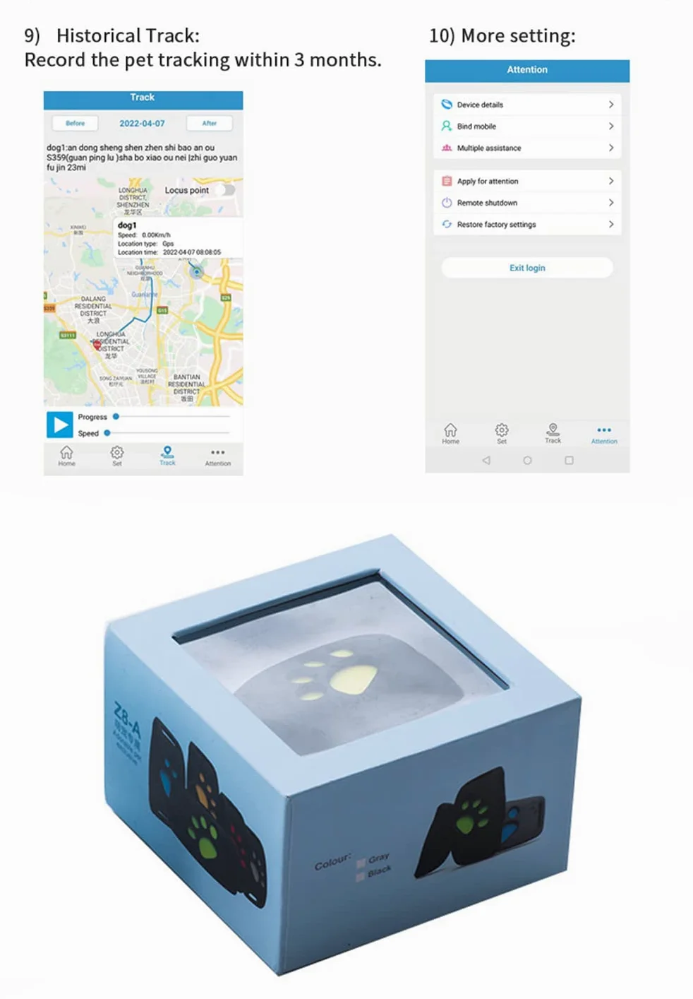 SagaSave - Collare GPS per animali domestici, impermeabile, funzione di richiamata USB, allarme di monitoraggio di ricarica super lungo, dispositivo intelligente anti-smarrimento per animali domestici