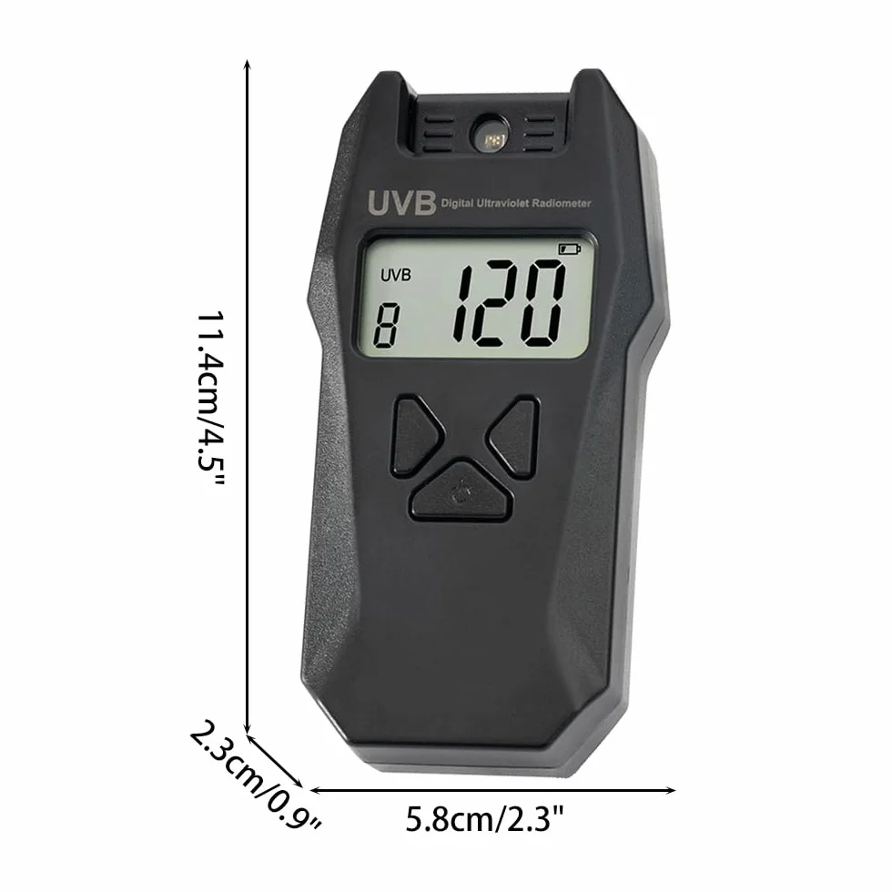 DONGKER Indice UVB con sonda reversibile, radiometro digitale portatile con funzione di registrazione dei dati, per test ambientali sui rettili