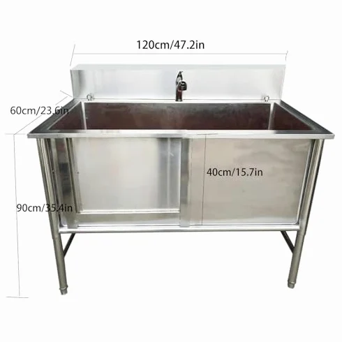 Vasca da bagno per cani in acciaio inox per toelettatura domestica, stazione di lavaggio per animali domestici con bacino profondo per una facile pulizia