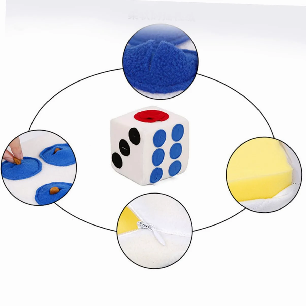 Giocattolo Facile da Pulire a Forma di Dado per Cani in Peluche Bianco e Gioco Interattivo Morbido e Creativo per L'addestramento in Casa