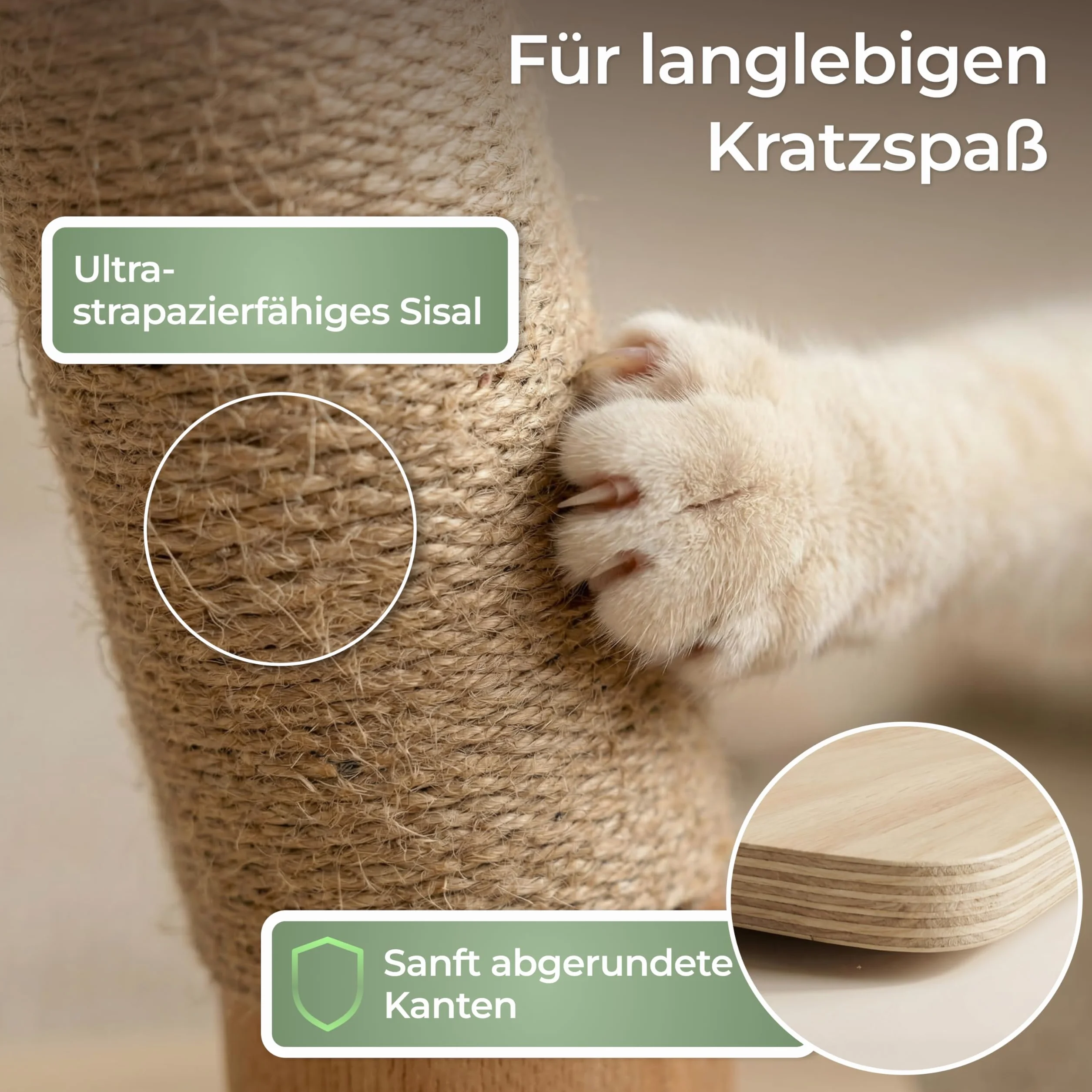 WOOWOOD Tiragraffi per gatti – Estremamente stabile – Tiragraffi XXL – Tiragraffi per gatti piccoli e grandi – Gatto Scratching Post, torre di gatto, tiragraffi per gatti in robusto sisal, 83 cm