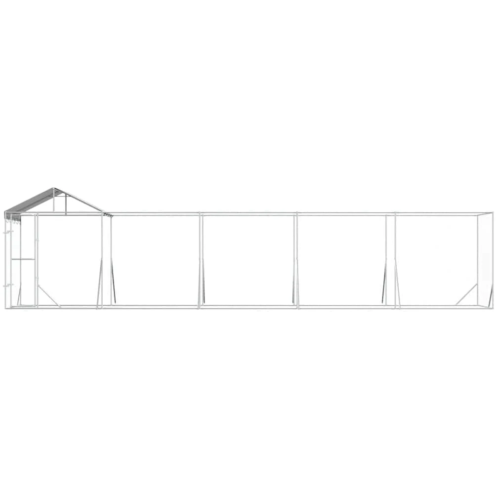 Cuccia esterna in acciaio zincato argento, 10 x 2 x 2,5 m | Con tettuccio impermeabile, porta con serratura, rete ventilata, per cani e piccoli animali