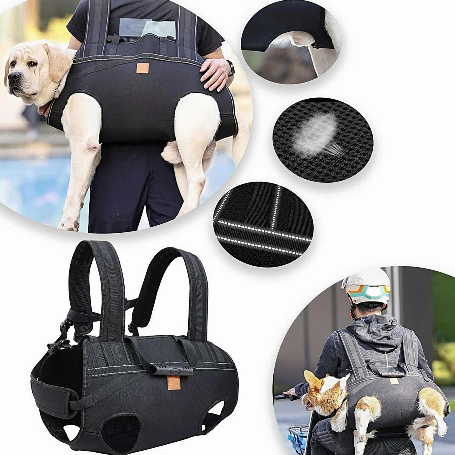 Imbracatura Per Sollevamento Cani Pettorina Regolabile Traspirante | Imbracatura Per Trasporto Cani per Assistenza Mobilità Passeggiate Viaggio Escursioni Riabilitazione Anziani Taglie