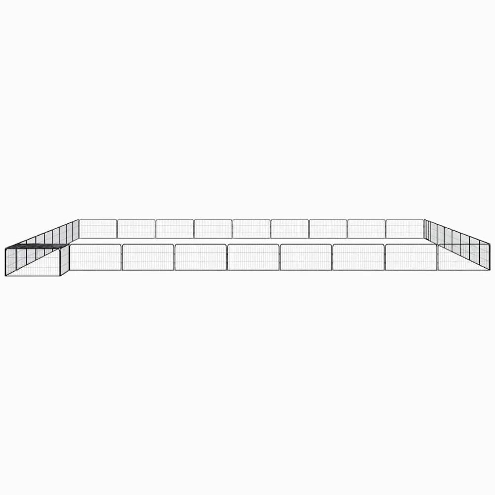 Cuccia nera per cani, 36 pezzi, 100 x 50 cm, in acciaio, per cuccioli | Robusto recinto per cuccioli in acciaio verniciato a polvere per giardino e terrazza, con copertura, serratura e pali.