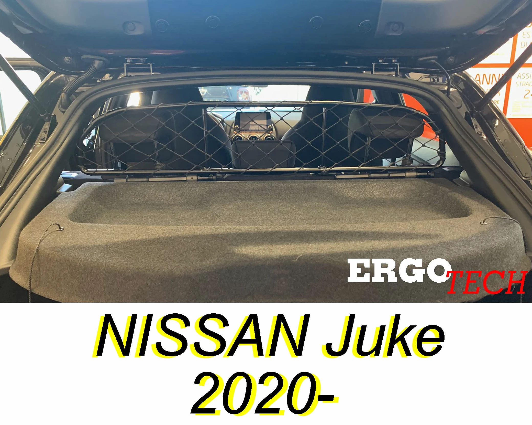 ERGOTECH Divisorio Griglia Rete Divisoria Compatibile con Nissan Juke RDA65-HXXS, per Trasporto Cani e Bagagli