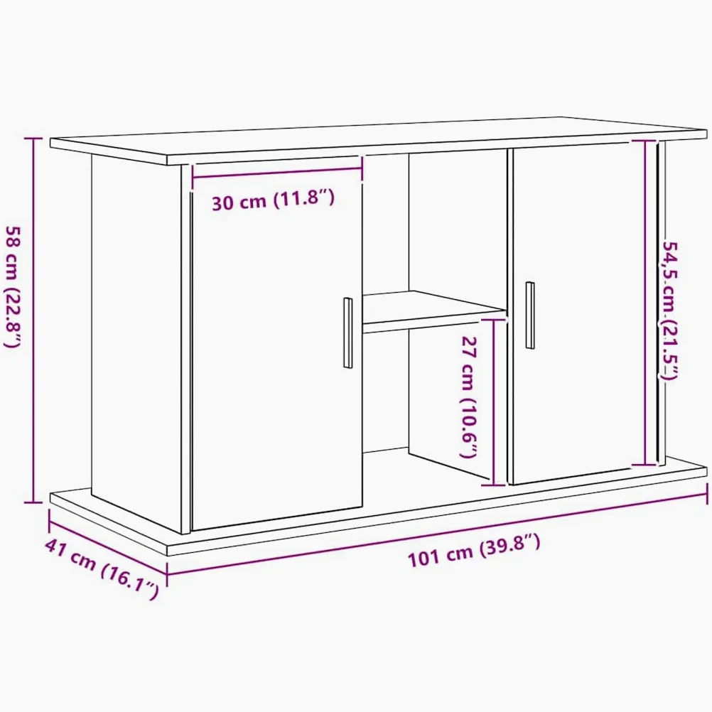 vidaXL Supporto Acquario 101x41x58 cm Legno Multistrato Rovere Nero, Mobile per Acquario, unità per Acquario, mensola per Acquario, Base per Acquario