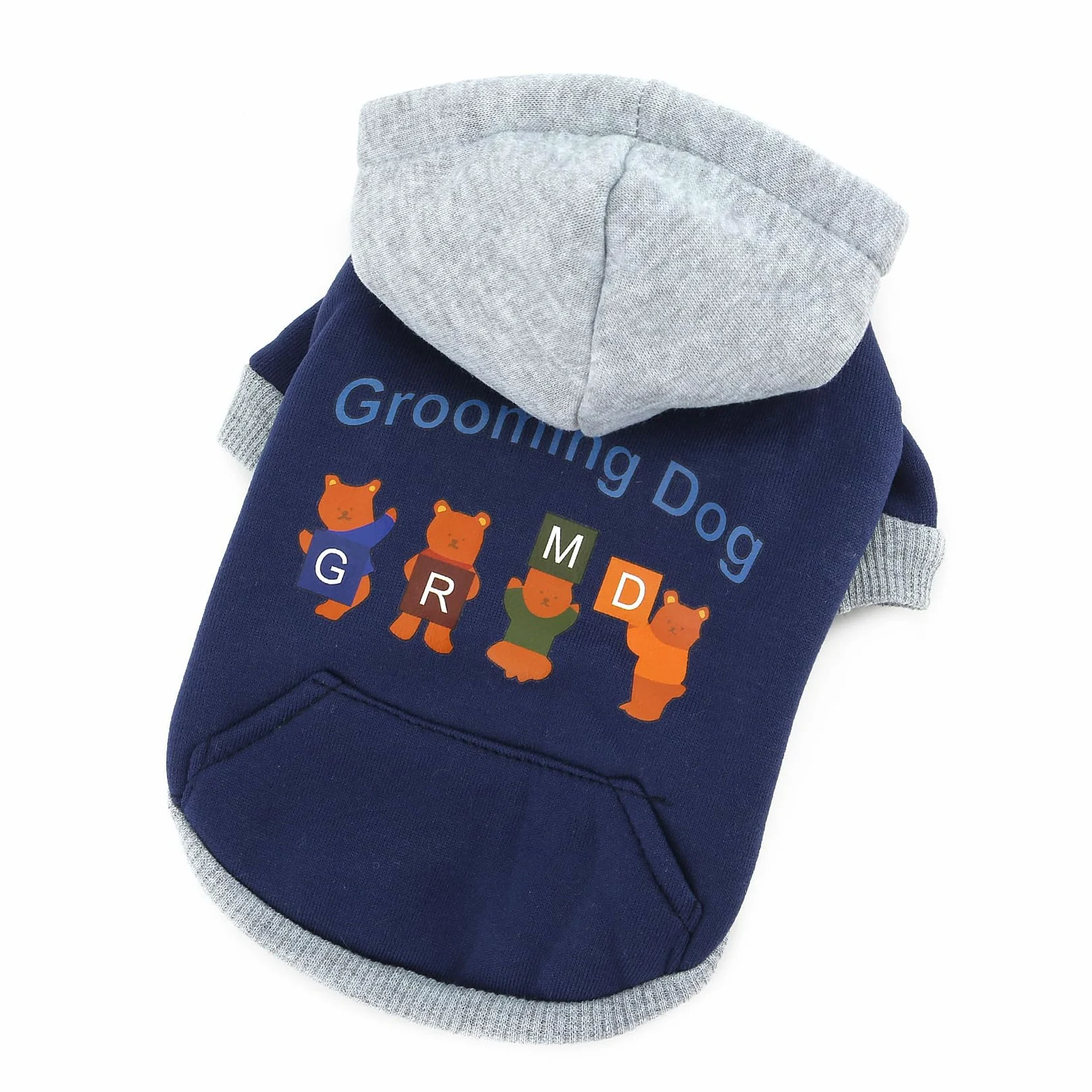 XHYRHTS Felpa con cappuccio in pile per cani con stampa simpatico cartone animato per razze Xsmall piccole, calda felpa pullover colorblock con anello a D, morbido abito invernale per cuccioli gattini