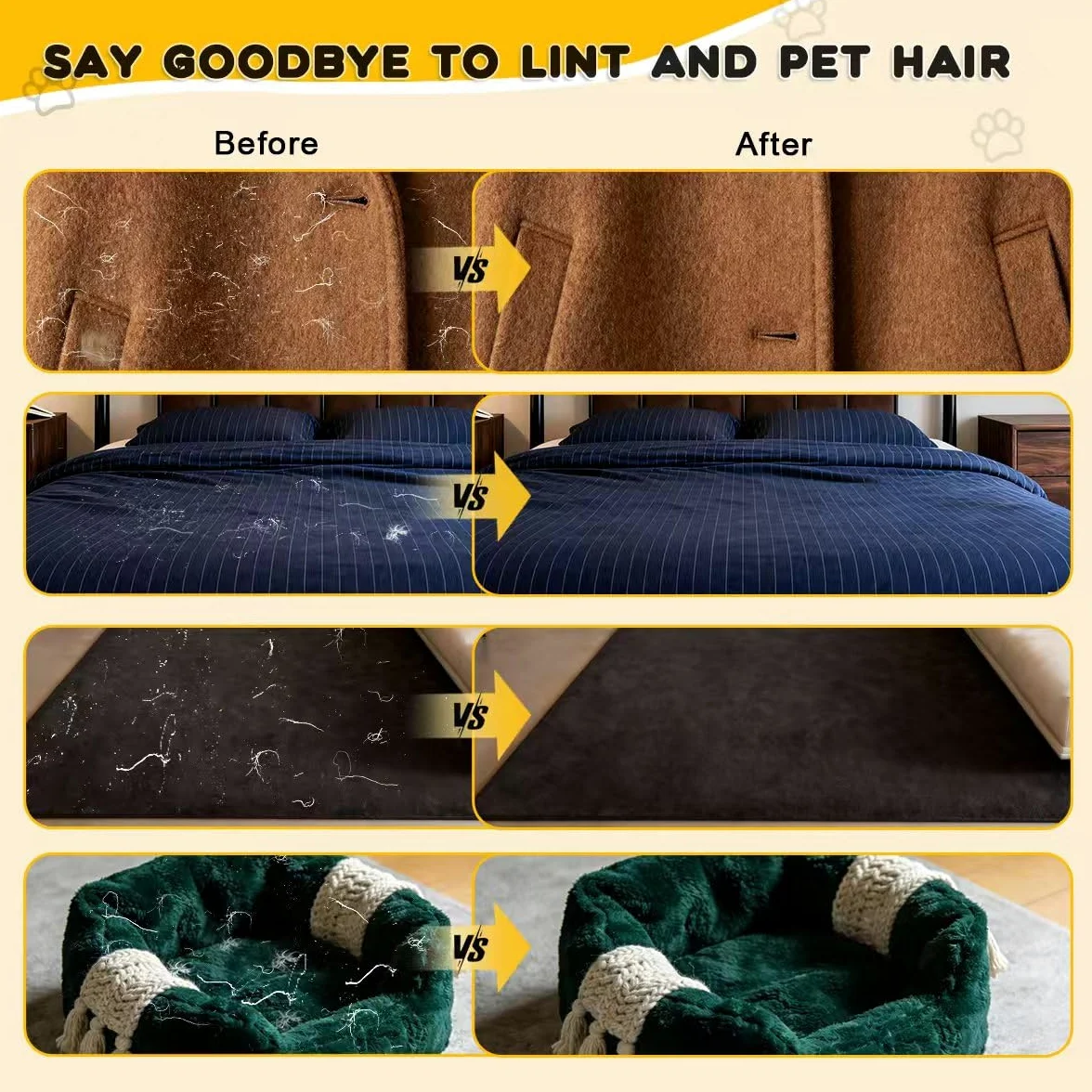 Guanti elettrostatici per la rimozione dei peli di animali domestici: pulizia rapida, riutilizzabili e lavabili, per divano, vestiti, cucce per animali domestici, rimozione dei peli di cani e