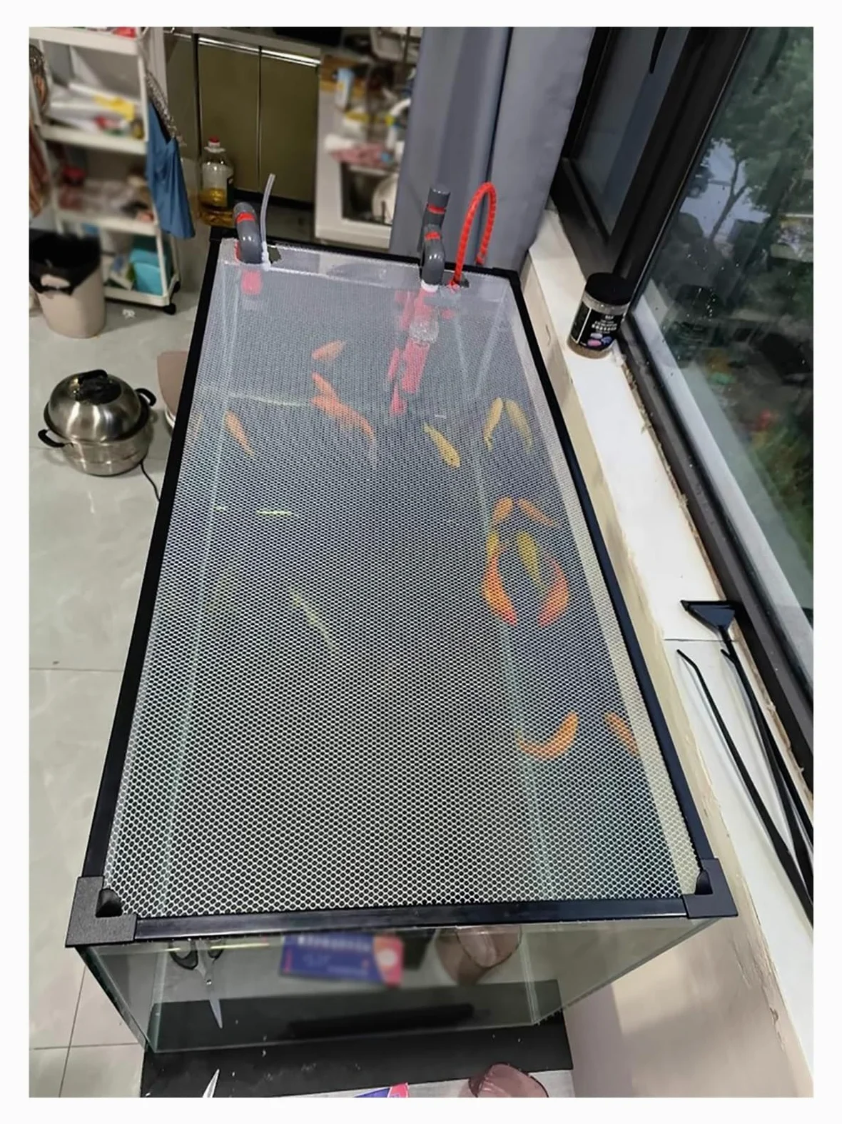 PEYNIR Coperchio Acquario Coperchio in Rete per terrario e Acquario, Coperchio per Acquario Fai da Te/Rete Anti-Salto con Bordi magnetici, Rete di Ventilazione(L39.4xW11.8in/100x30cm)