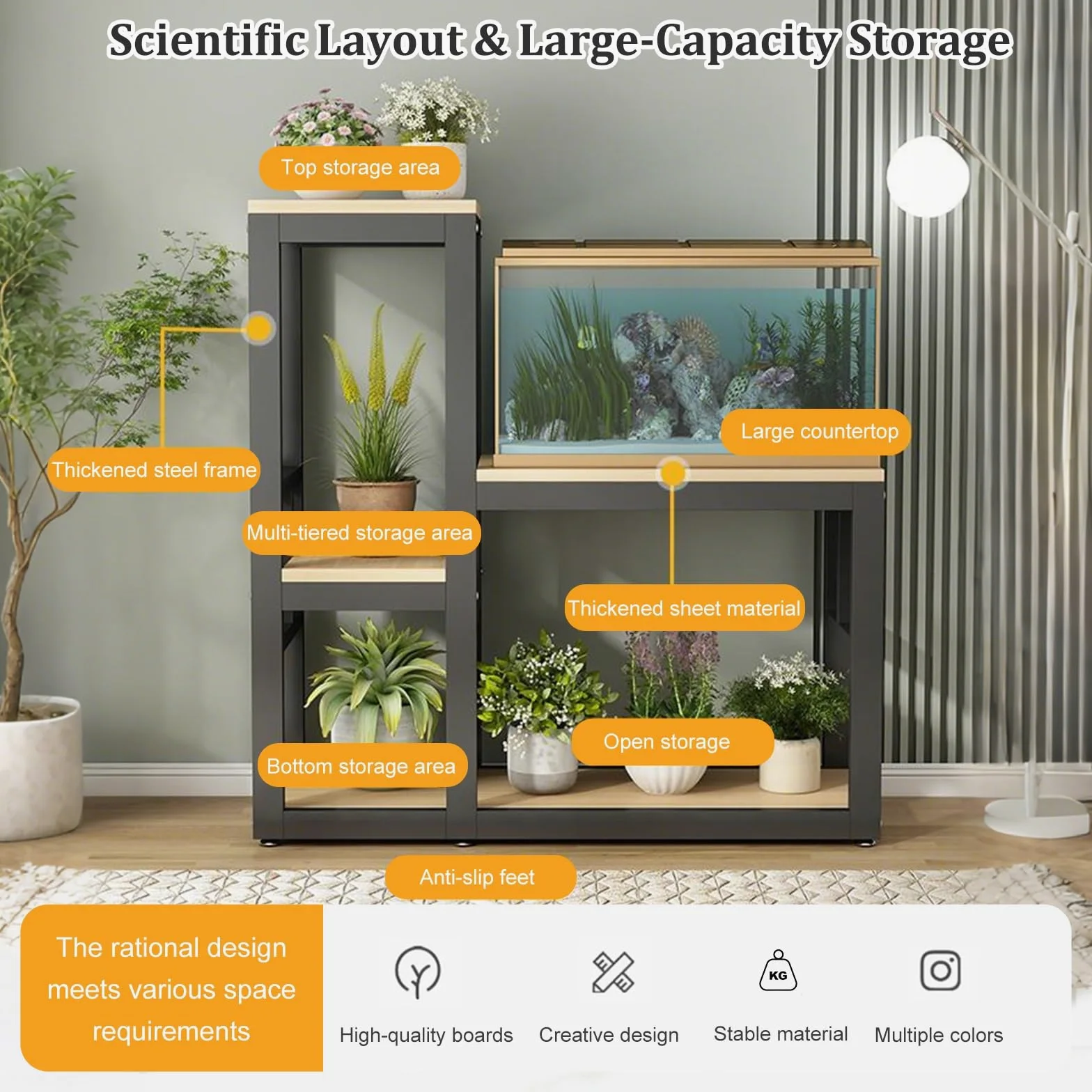 Supporto per Acquario in Legno Massello per 200L Mobile Acquario a Due Ripiani Supporto Robusto per Rettili Scaffale Portaoggetti Multifunzione per Casa Ufficio Studio(White,LxH90x40cm/35x16)