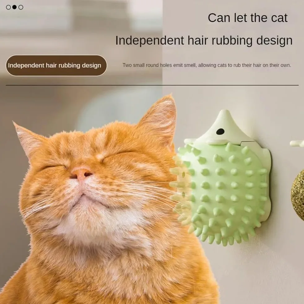 6PCS Pallina Erba Gatta Giochi per Gatti Catnip Ball Girevole Adesiva Naturali Palline Erba Gatta Ruotabile a 360° con Coperchio di Conservazione per Gatti da Leccare con Auto Massaggio Spazzola Gatti